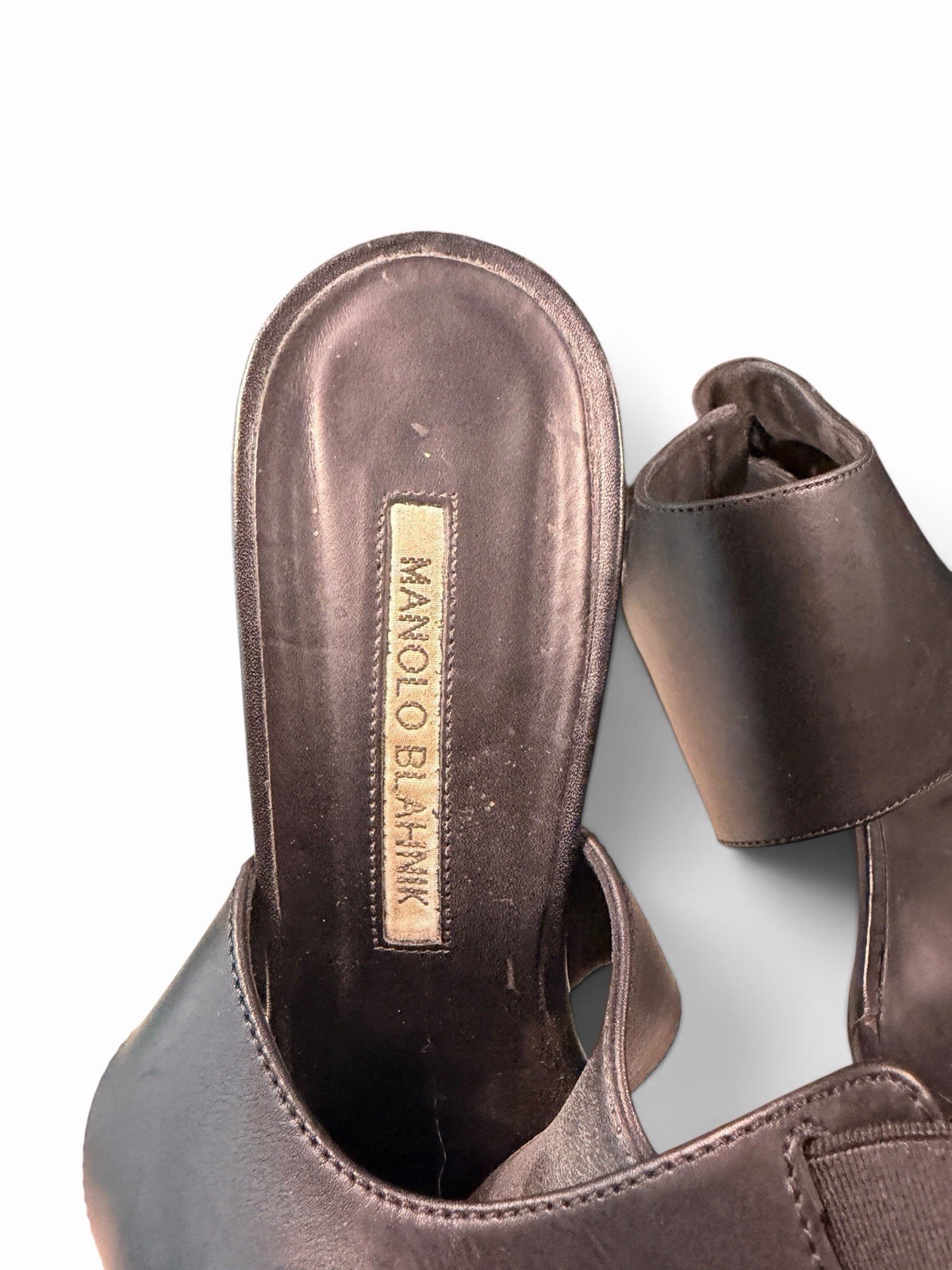Manolo Blahnik Black Leather Ankle Cuff Stiletto Sandals EU 40.5 US 10/10.5