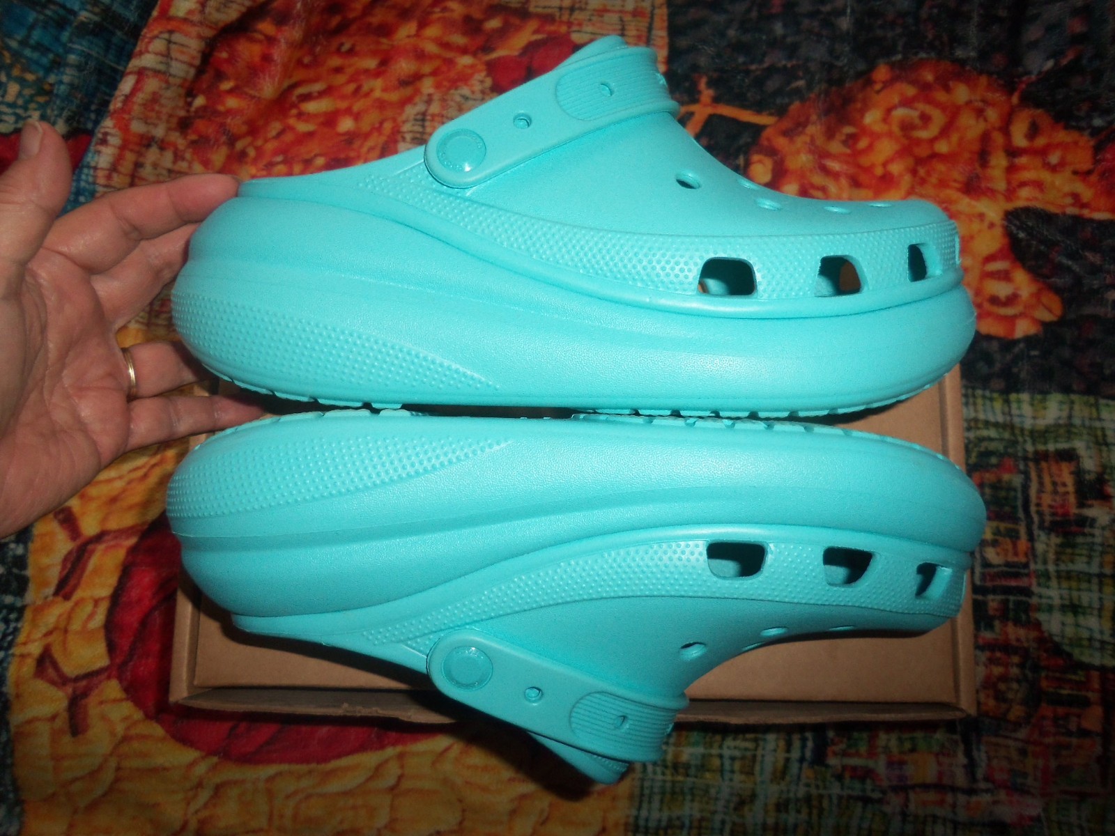 Crocs Blue Classic Crush Clogs Wedge Platform Mules Sandals Size W 10 – M 8
