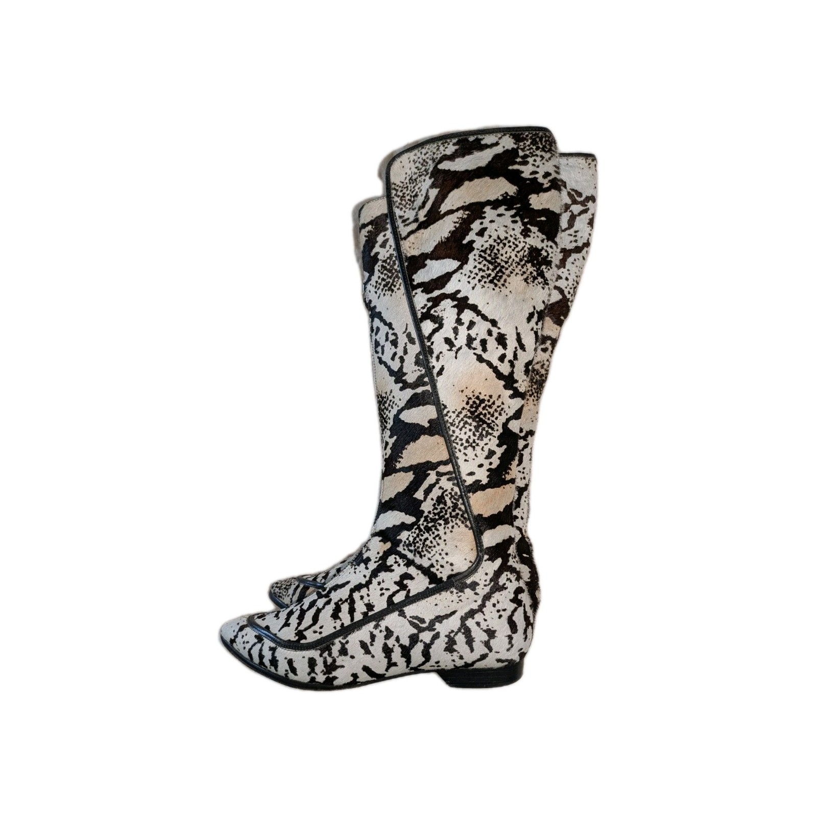 Derek Lam 10 Crosby Calf Fur Animal Print Tall Boots- Good Pre-owned Condition!