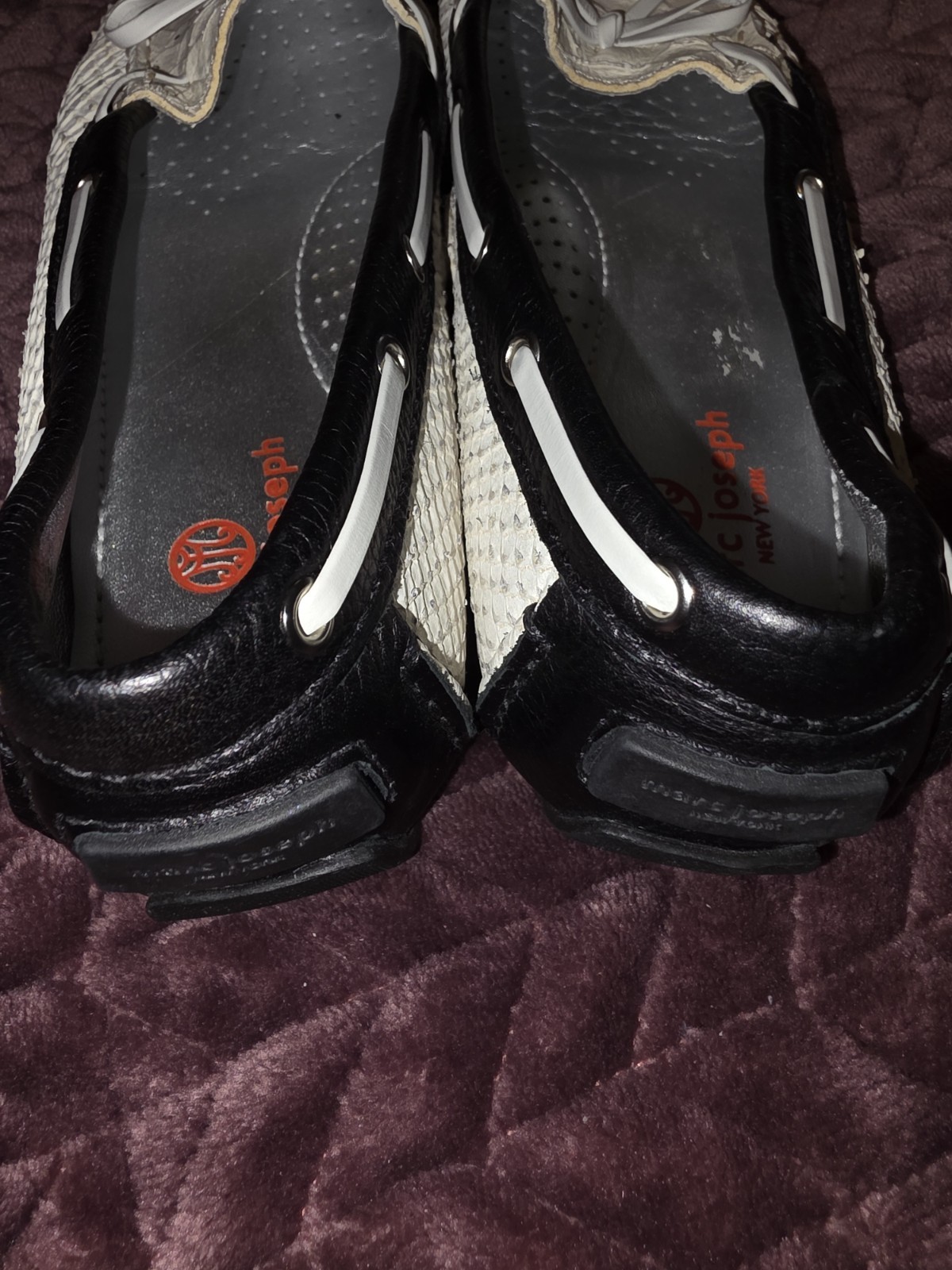 Marc Joseph NY Cypress Hill Exotic Leather Loafers White & Black Women’s Size 9