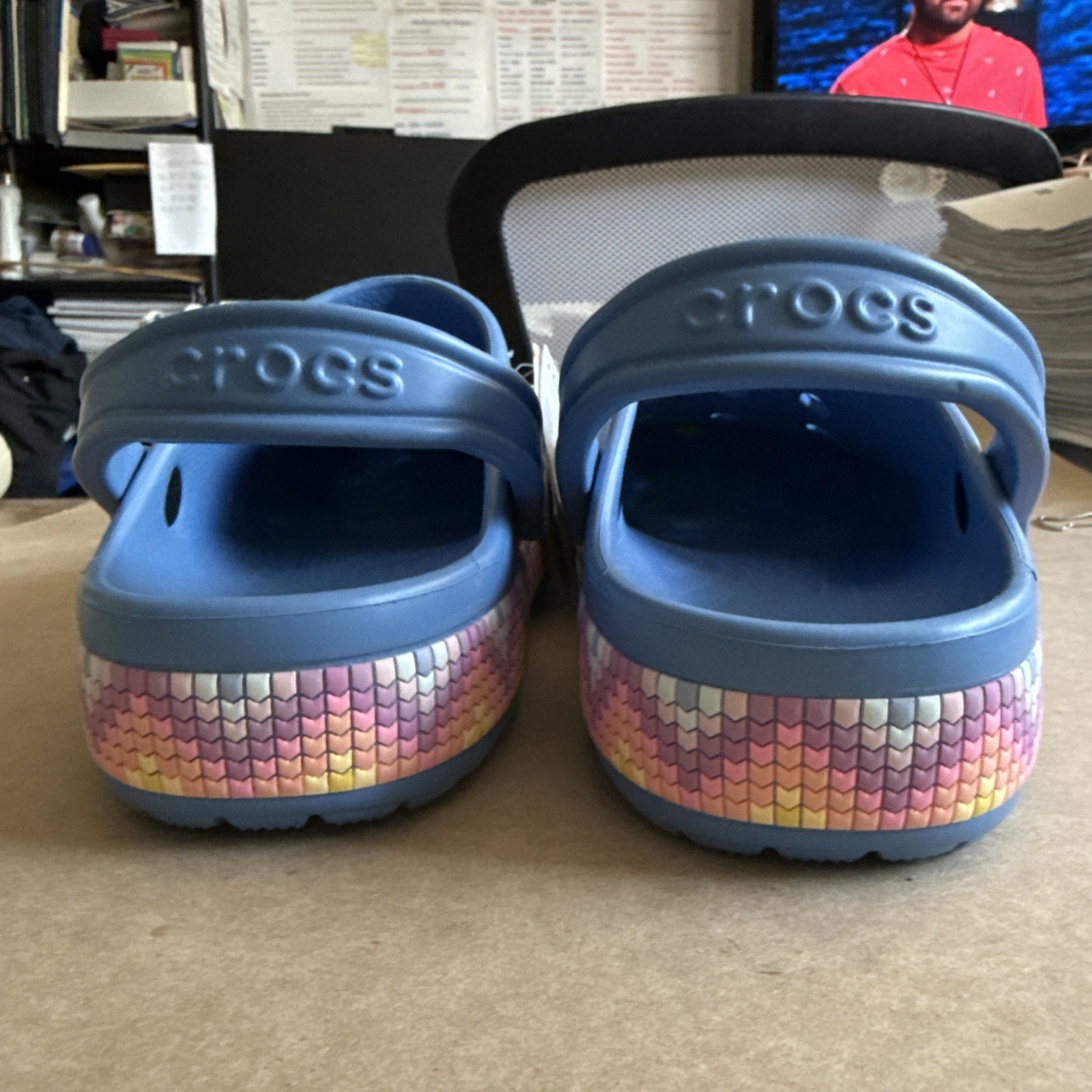 CROCS Baya Band Blue Multicolored Midsole M12 W14 – New