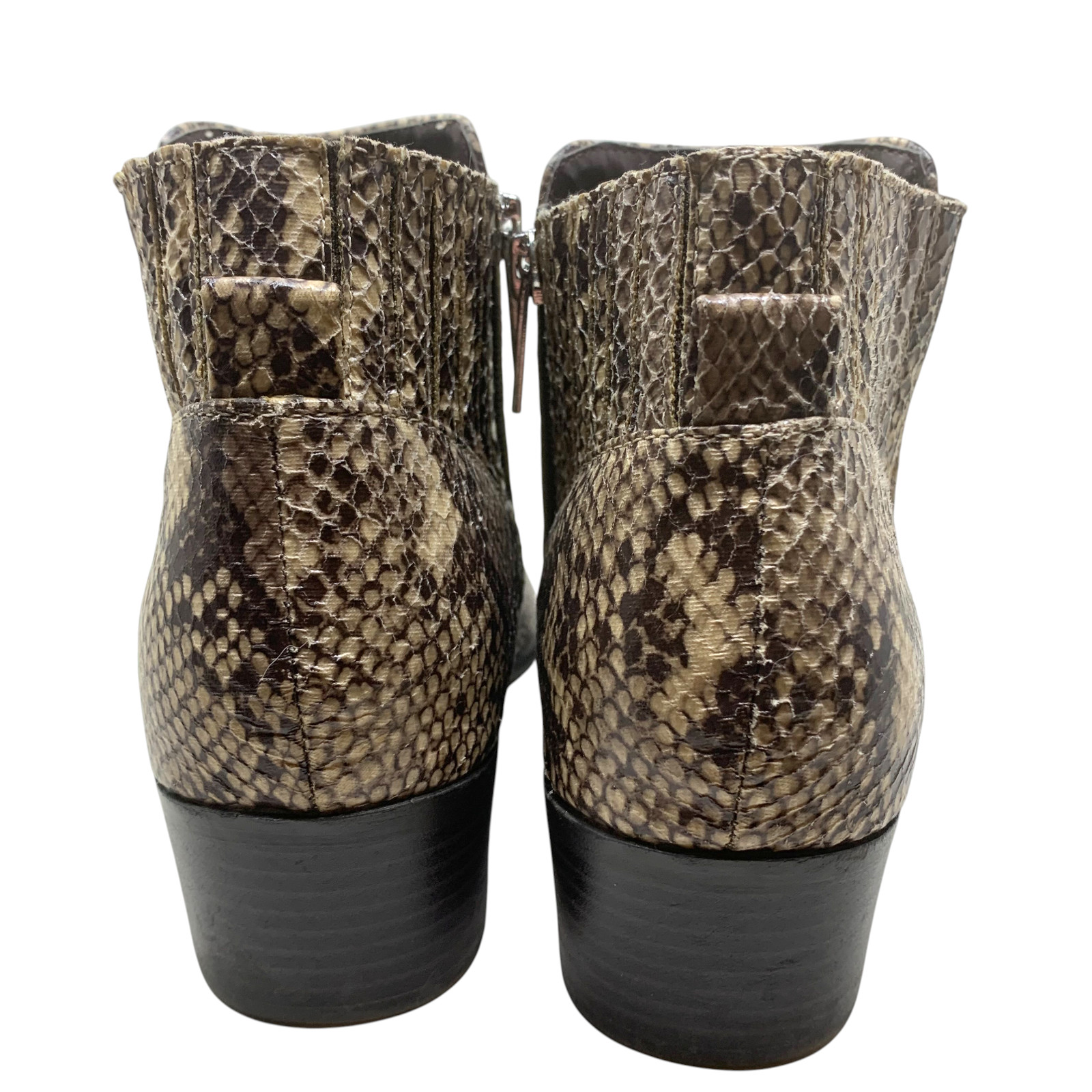 Unisa Sz 9 Brown Snake Reptile Embossed Vegan Leather Print Ankle Boots Booties