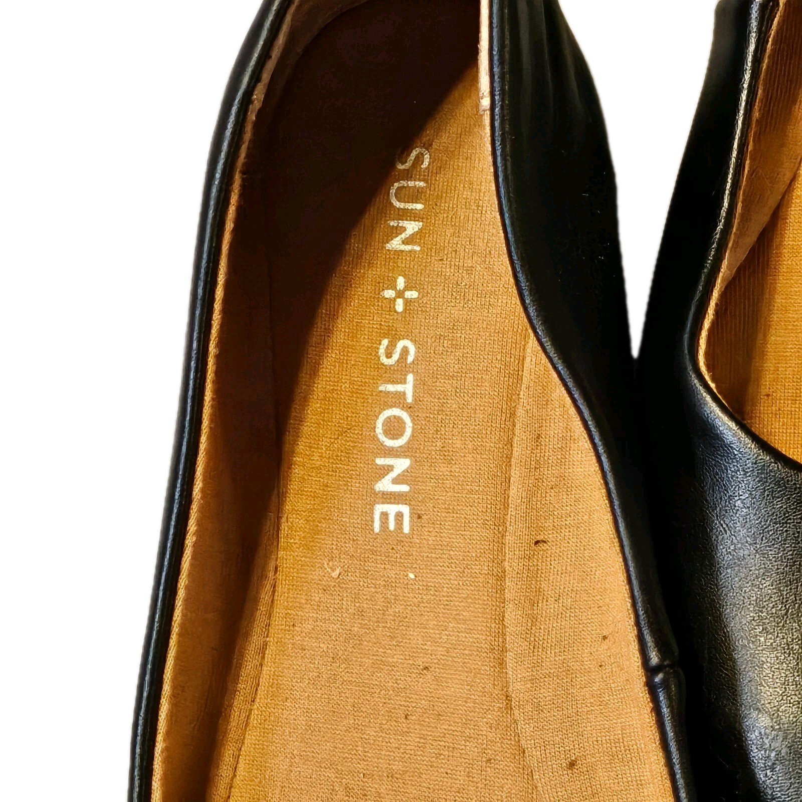 Sun+Stone Microfiber Eliana Black Ballet Flats Retro Size 5 1/2 Casual Workwear