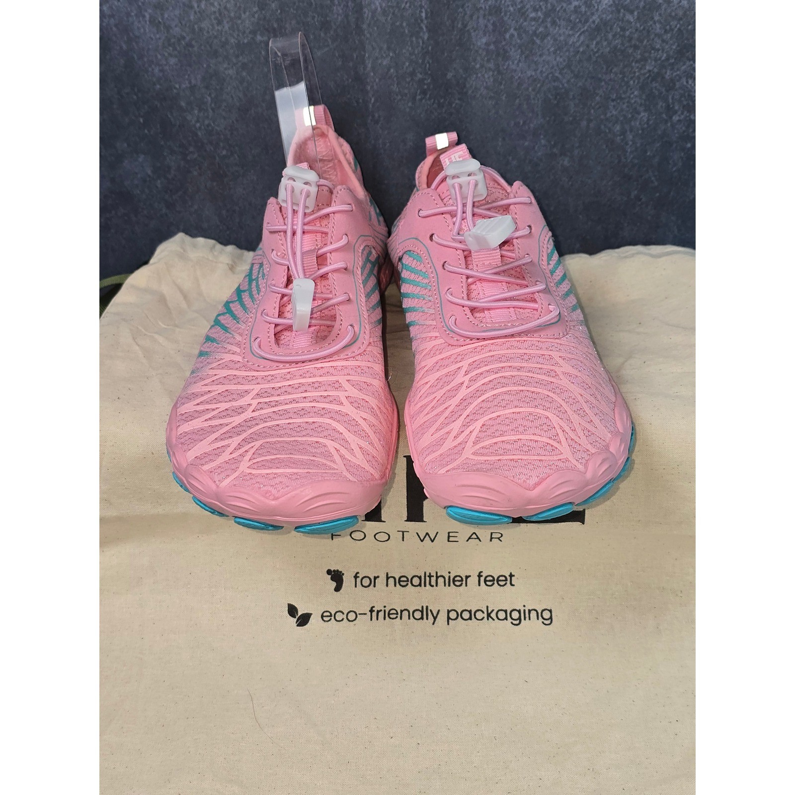 NWT HIKE Footwear Lorax Pro Barefoot Shoes Pink/Teal Drawstring Sz 37/ US 7