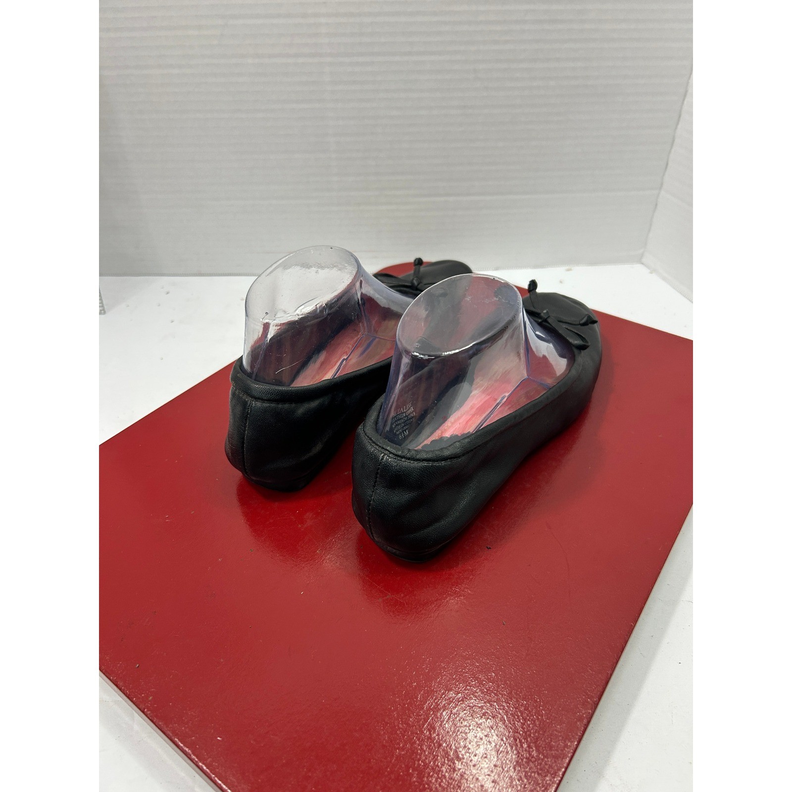 Sam & Libby Solid Ballet Flats 6.5M Black Leather Bow Balletcore Minimalist Chic