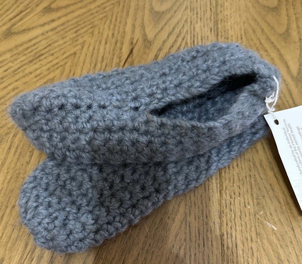 Alpaca Handmade Footies/ Slipper Socks Gray Small