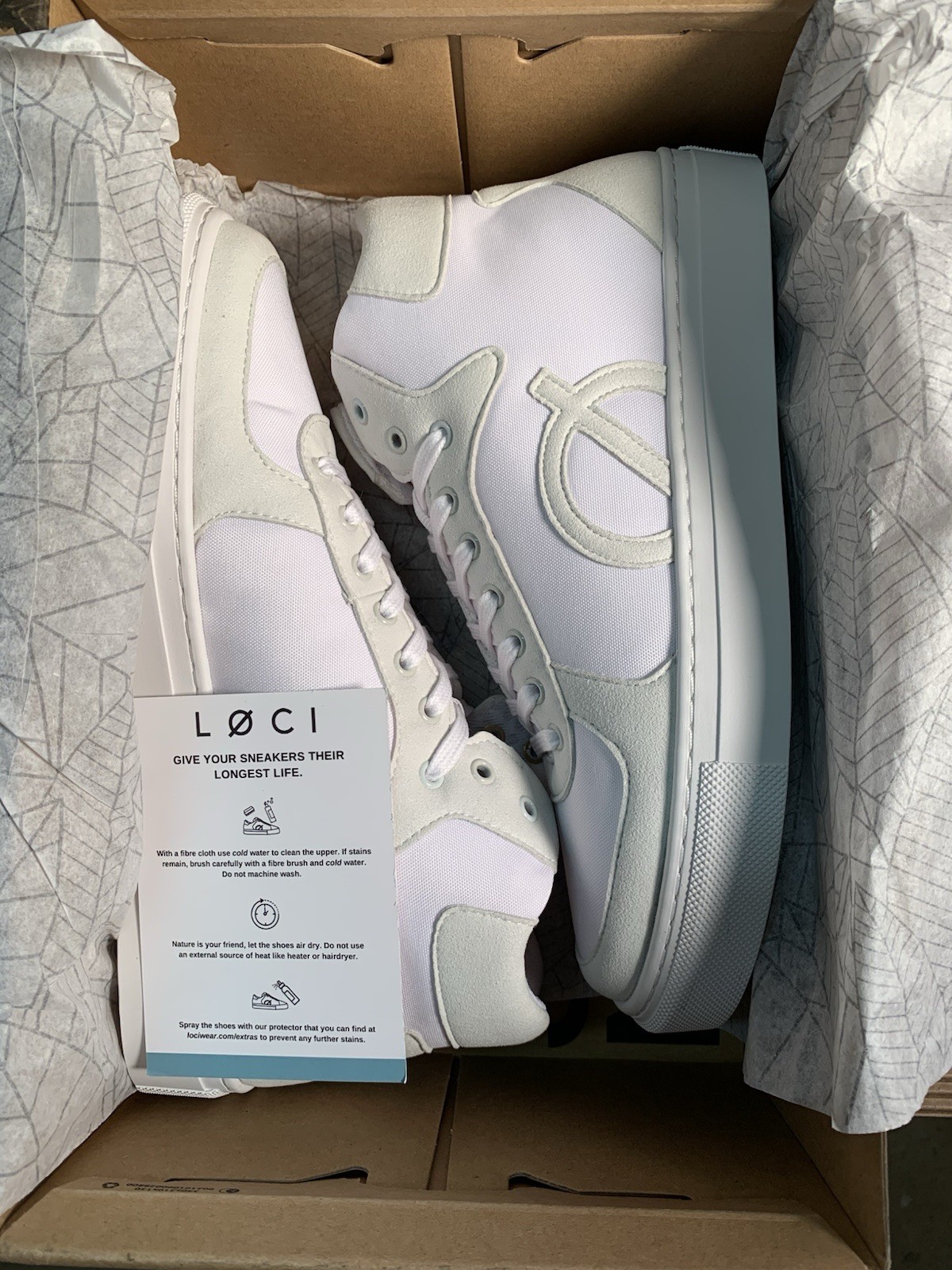 LOCI ELEVEN UNISEX HIGH TOP SNEAKERS White/Natural US Men 5 Women 6.5 EU 37 UK 4