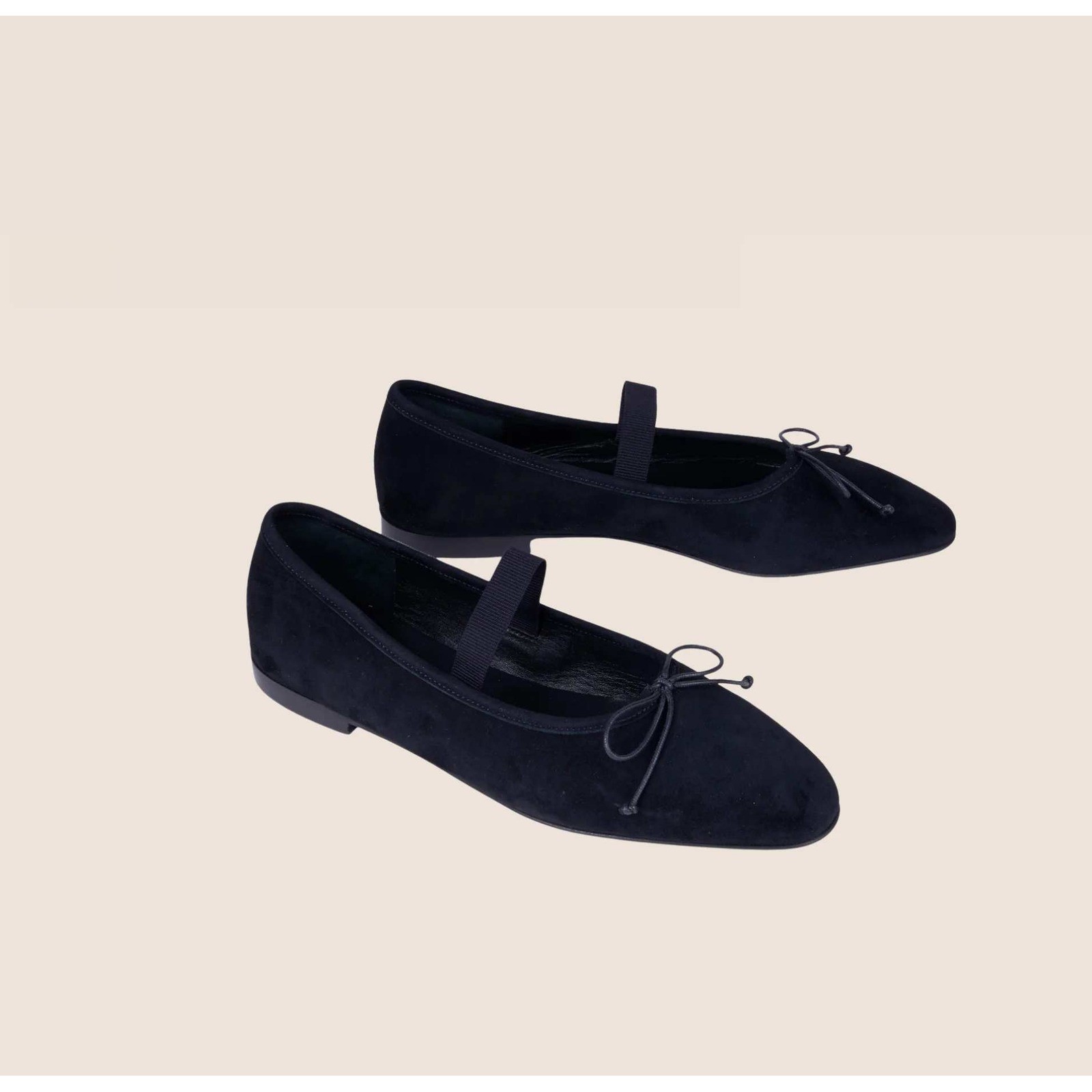 A. Soliani Como Strap Black Suede Mary Jane Ballet Flats Size 38.5 Made in Italy