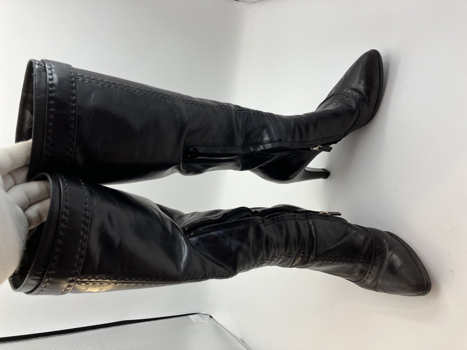 LOUIS VUITTON leather long boots black (EU 35.5)(US 5.5)(22.5 cm)(8.86 inch)…