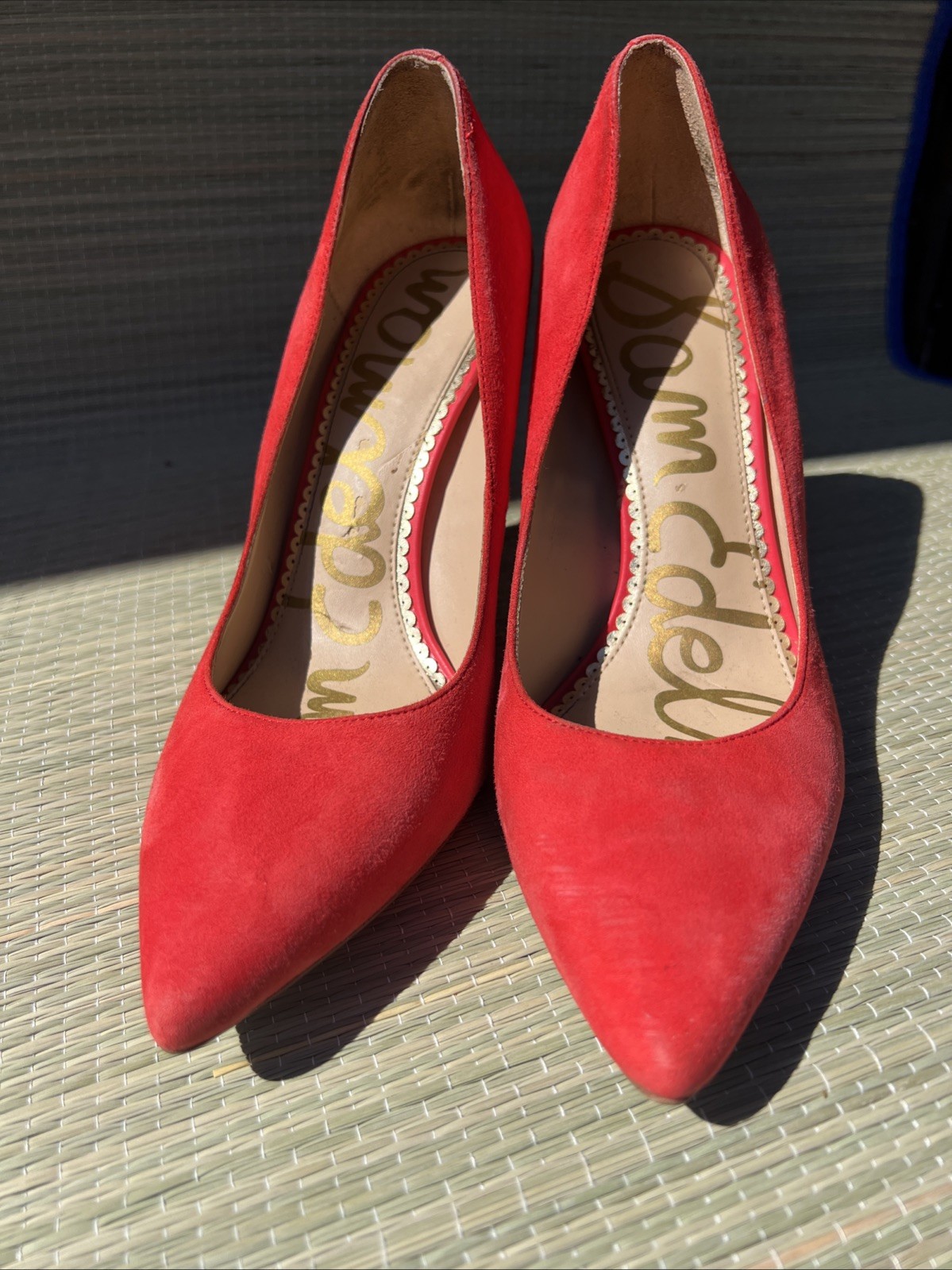 Sam Edelman Women’s Red Suede Heels Size 8 Preowned Condition