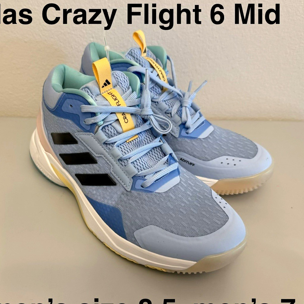 adidas Crazyflight 6 Mid Top Lace-Up Athletic Sneaker Blue/Black/Yellow