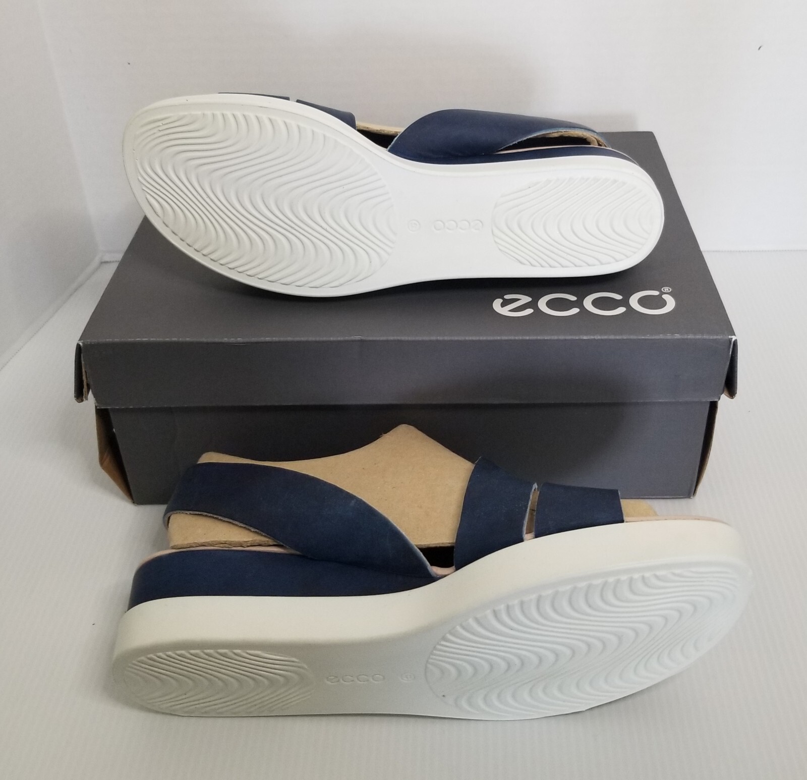 Womens ECCO Touch Sandal Plateau Sz 10-10.5 Indigo New In Box Danish Design