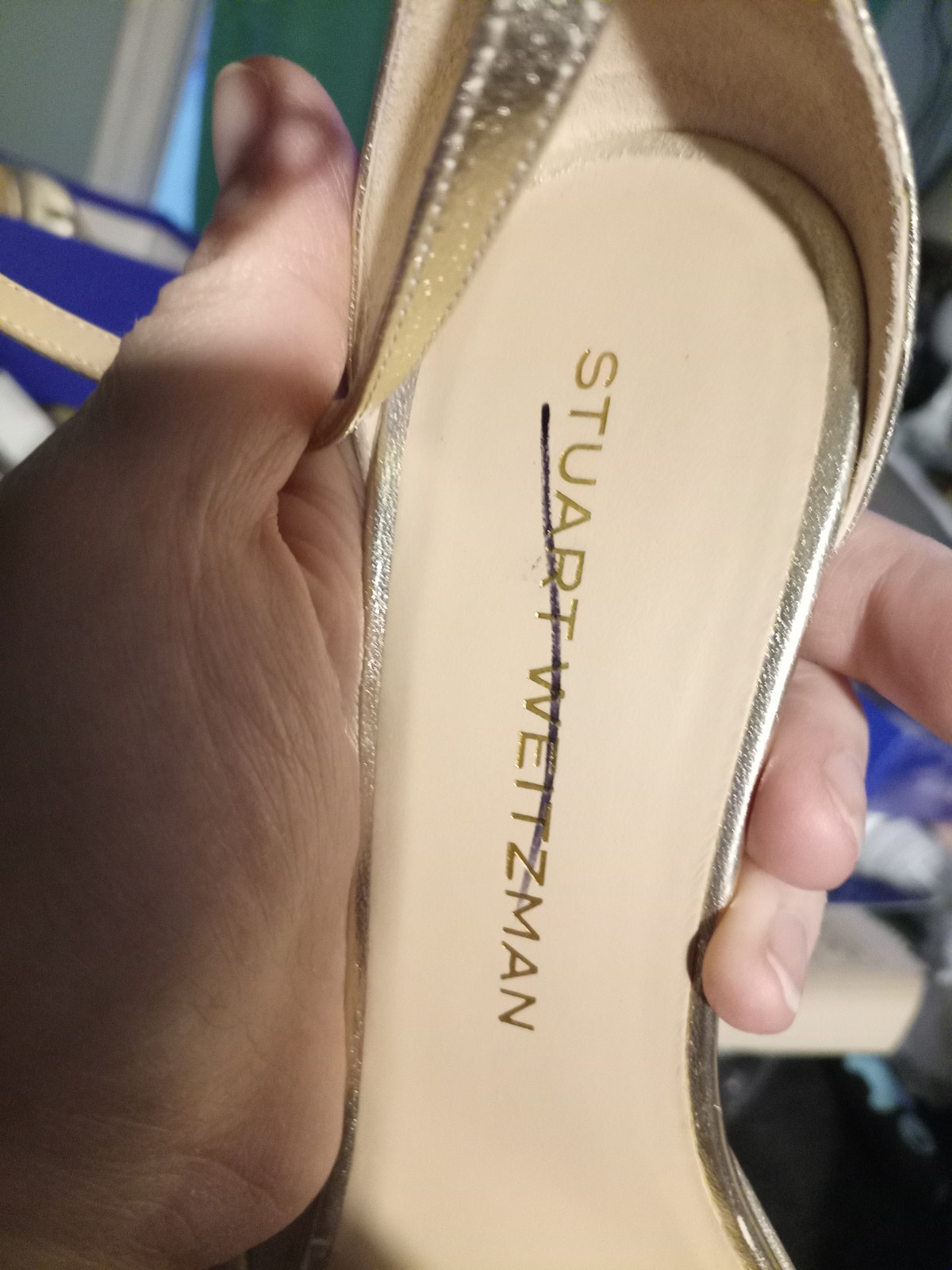 Stuart Weitzman Gold Leather Strappy Open Toe Ankle Strap Buckle Heel 8B