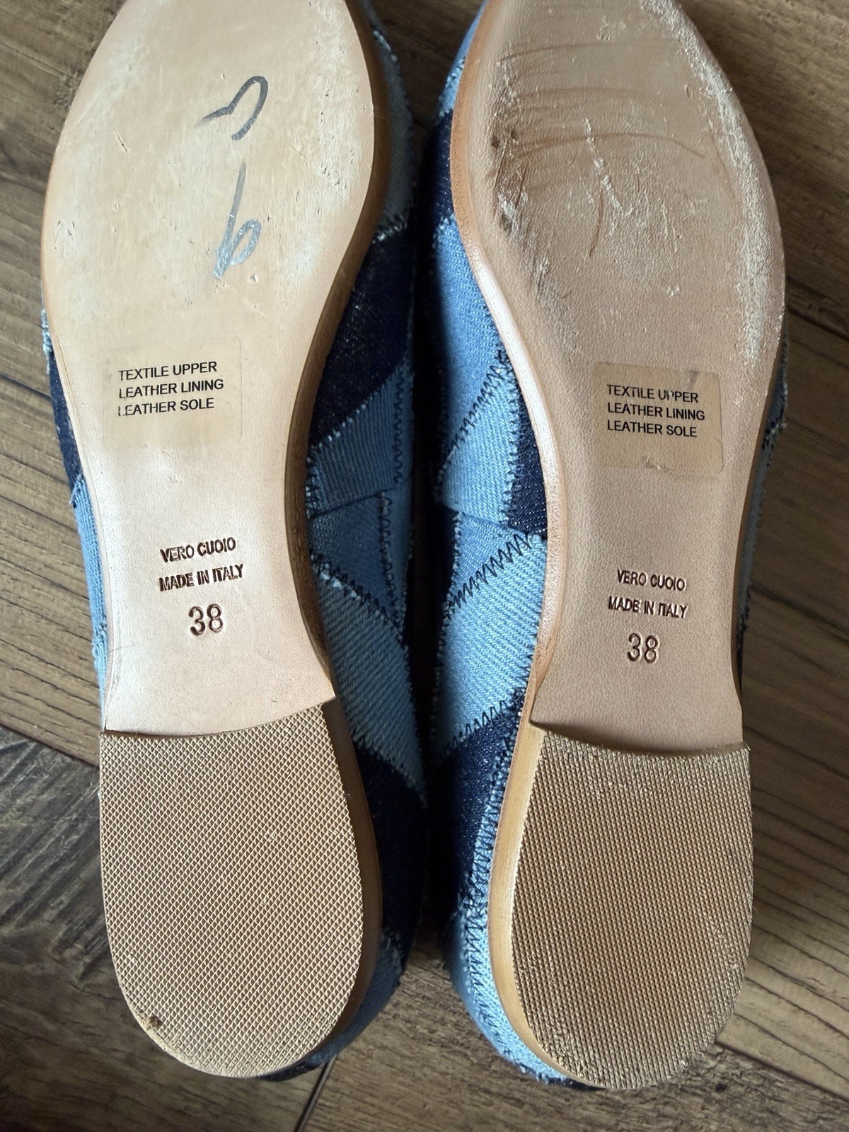 Sundance Made In Italy Women’s Size 38 Blue Chevron Patchwork Denim Loafer Flat