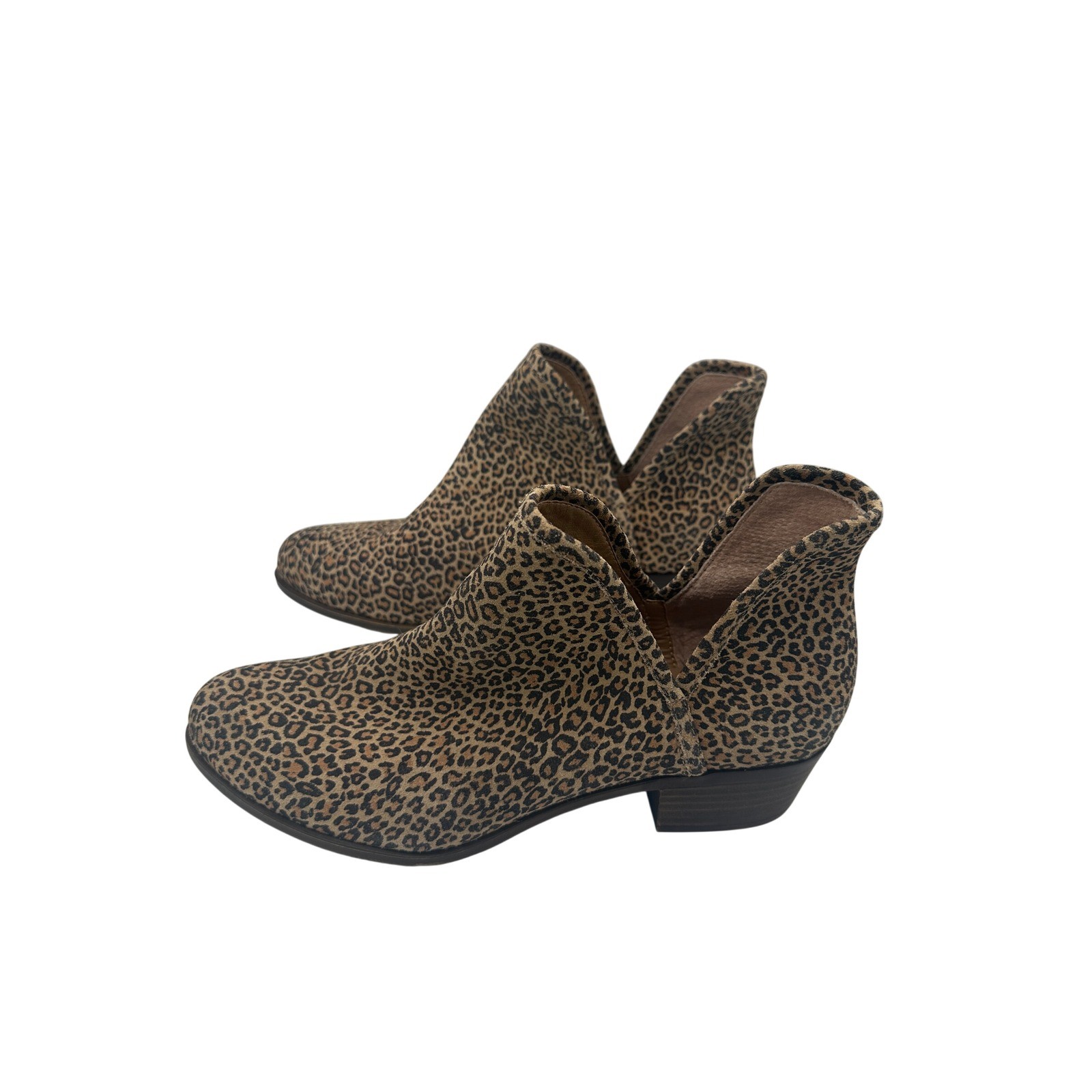 Lucky Brand Baley2 Booties Womens 13M Leopard Print Leather Cutout Ankle Boot