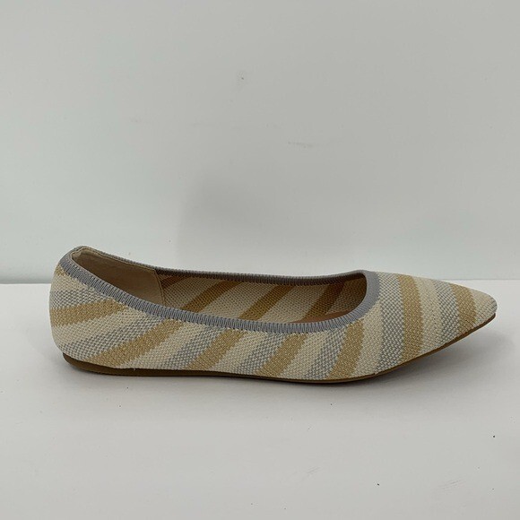 Market & Spruce Keeley woven knit ballet flat stripe stretch shoe tan new 8.5