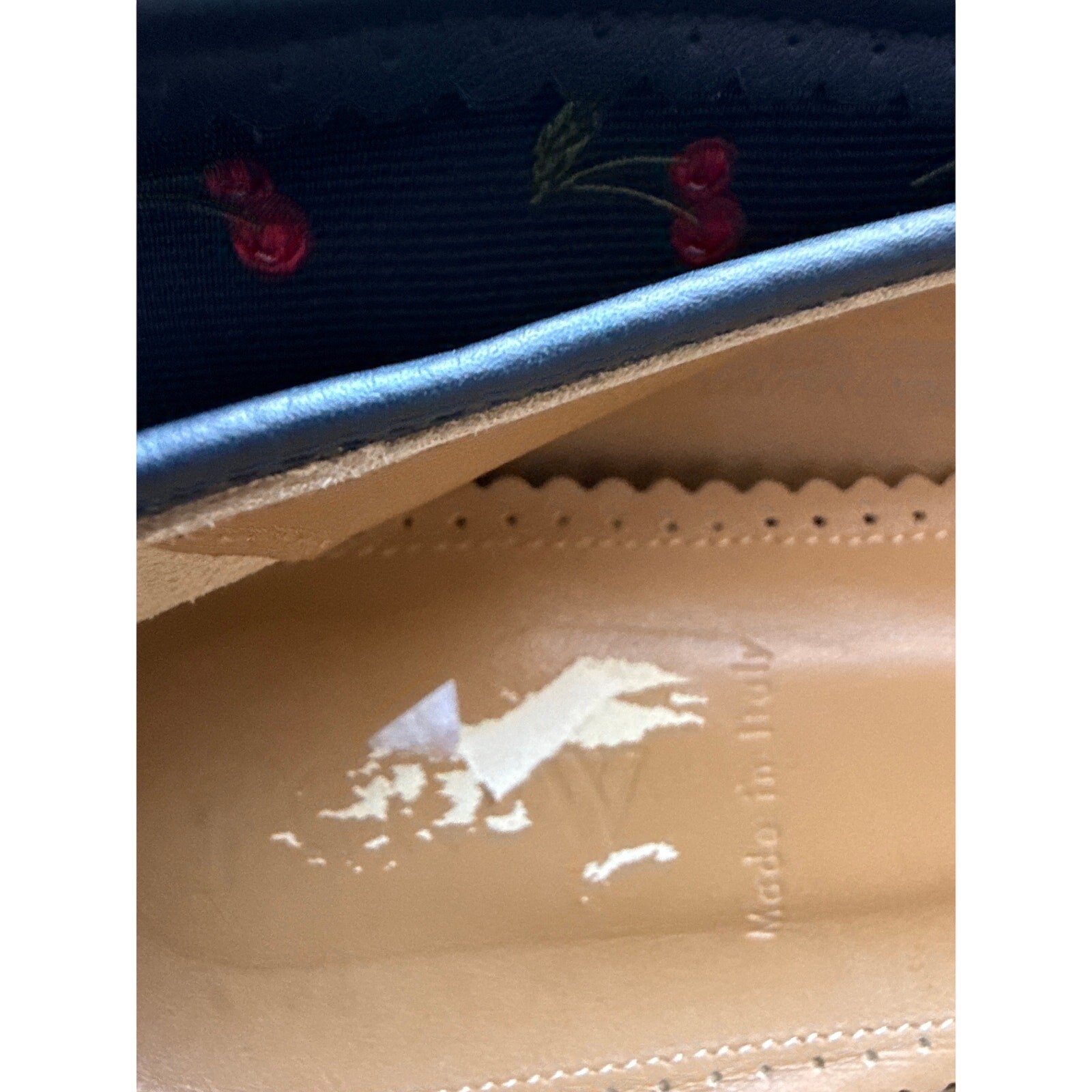 J.Crew Cherry Print Grosgrain Navy Ballet Flats Size 9.5