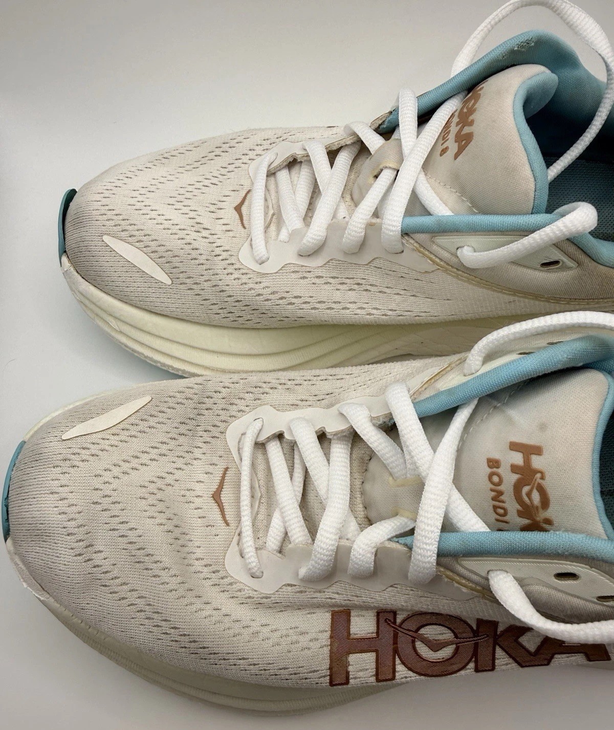 HOKA Bondi 8 Rose Gold White Womens Running Walking Athletic Sneakers Size 8.5