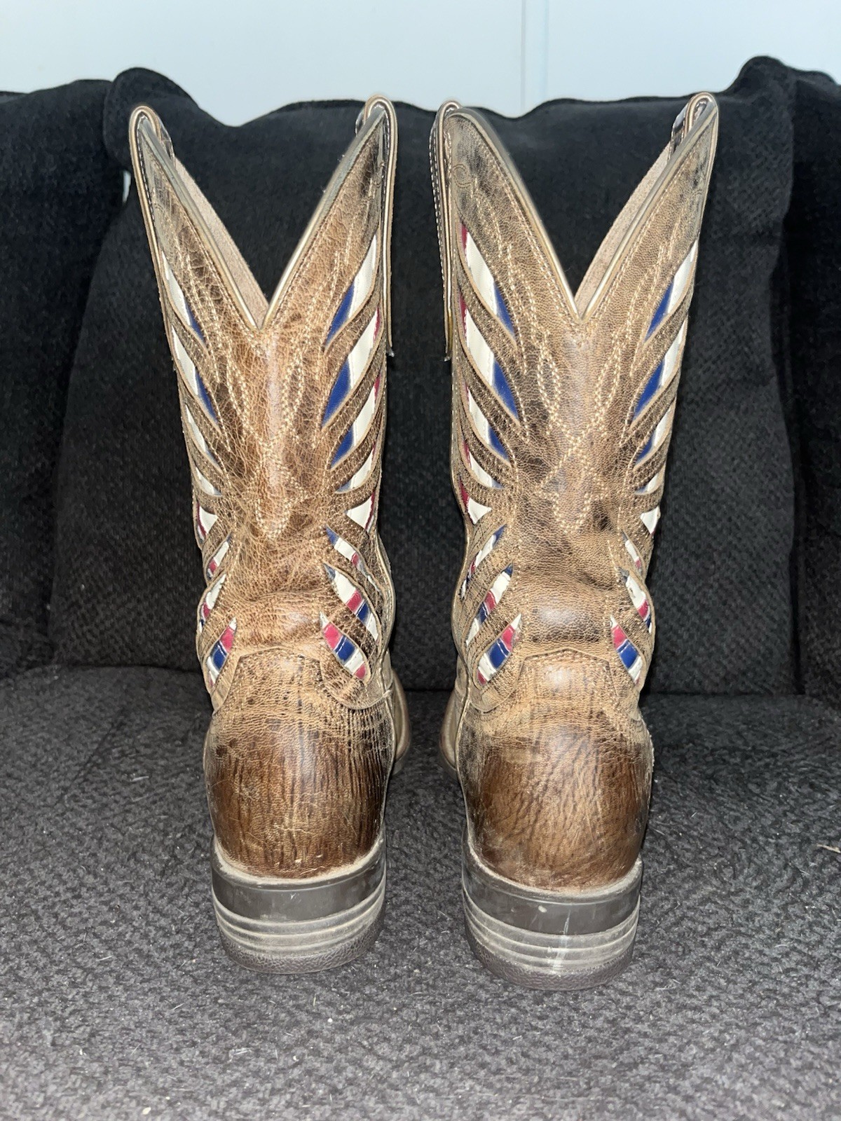 Ariat Square Toe Women Size 8 Red White And Blue Boot