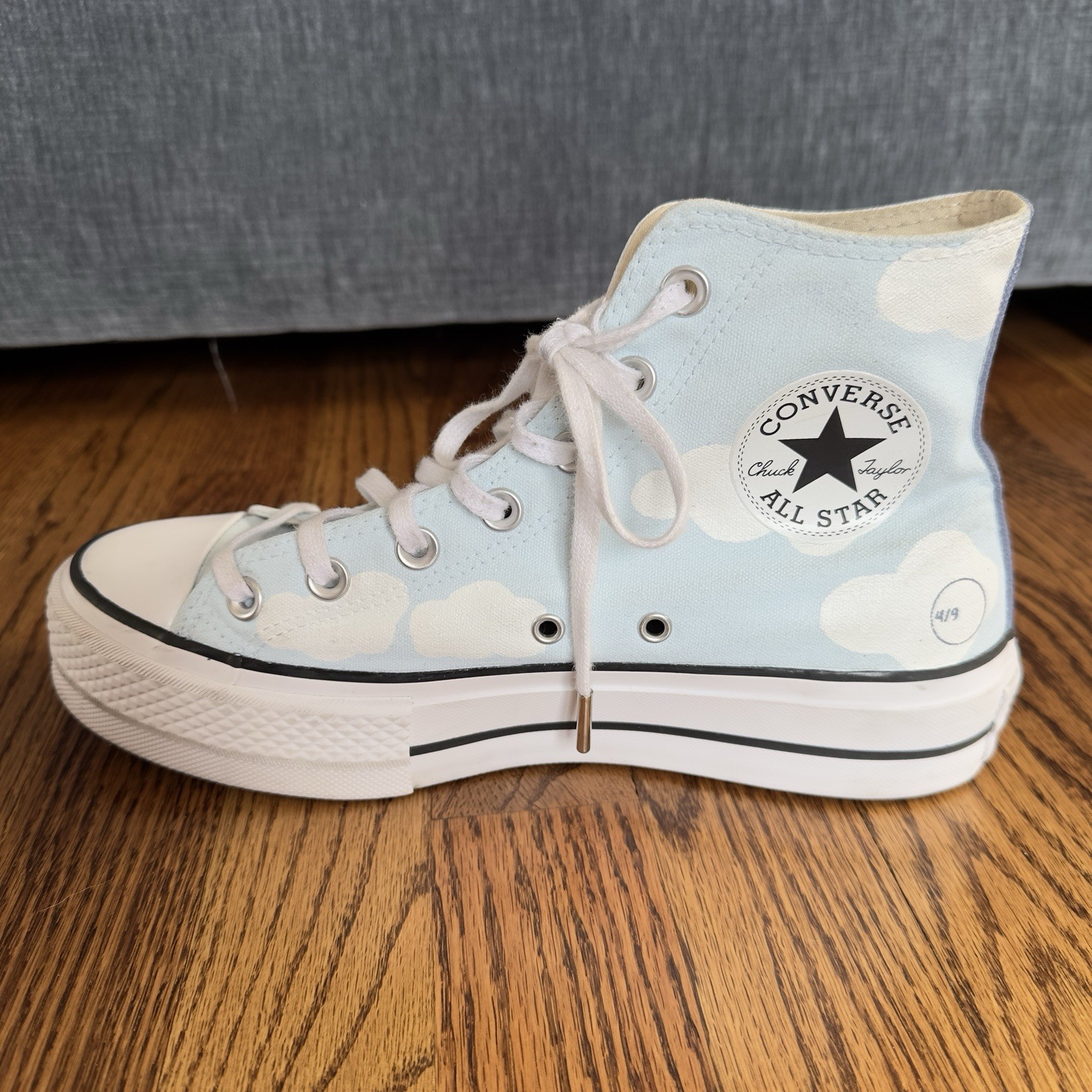 Converse Lift Platform Cloud Print Shoes Women’s Size 8 Custom Deacs Design