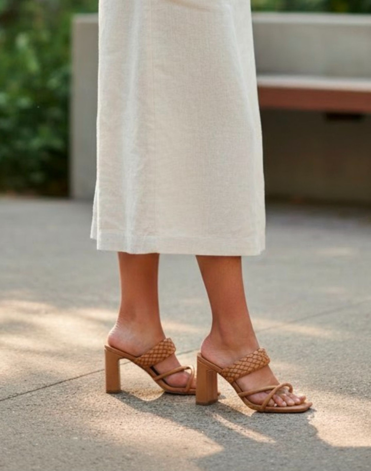 Braided Natural Block Heel Sandals With Strappy Design For Women