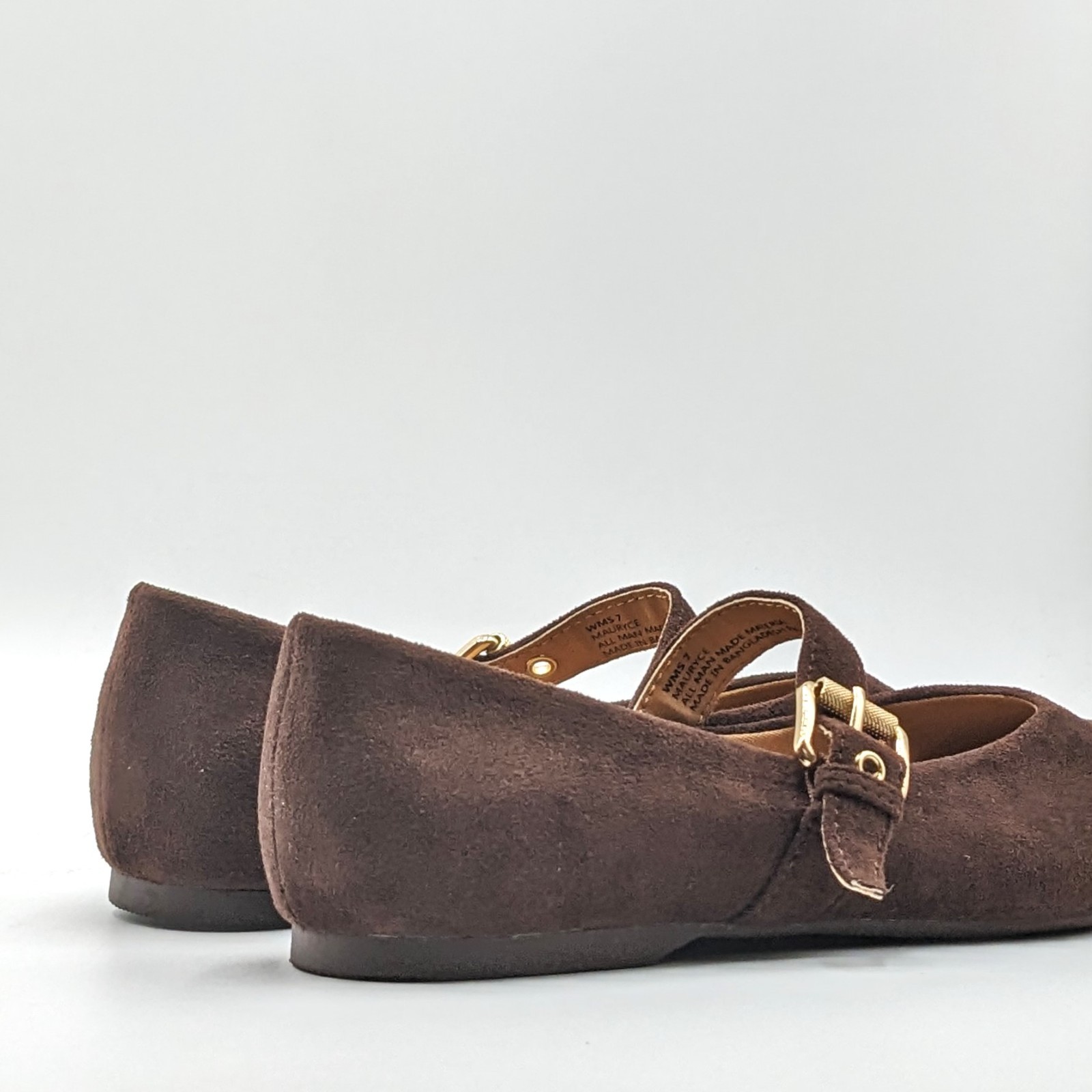 dv by Dolce Vita “Ballet Flat” Faux Suede Brass Buckle Foam Insole (Brown) NEW