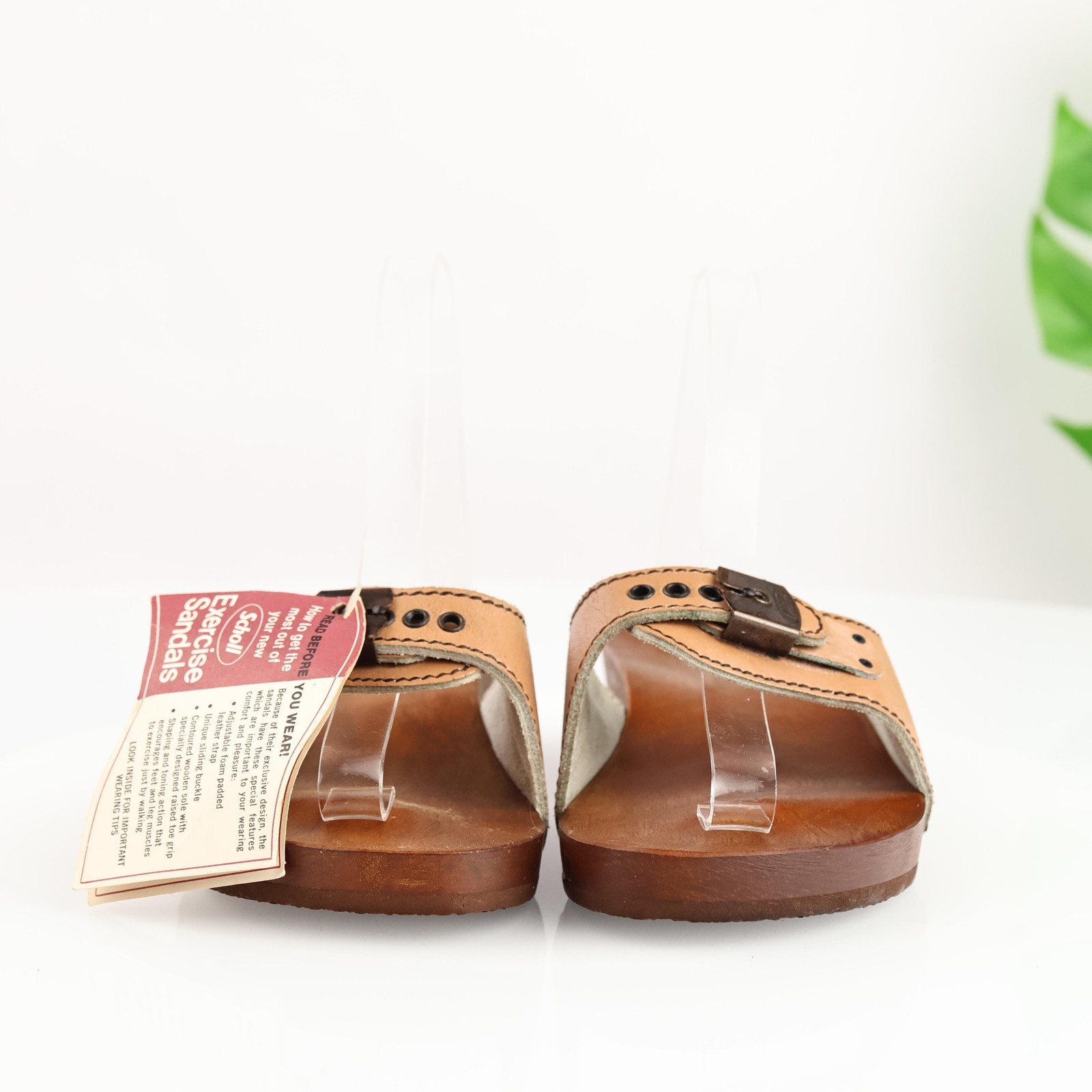 VTG Dr Scholl Womens Original Exercise Sandals Size 6 Brown Clog Wooden Sole 70s