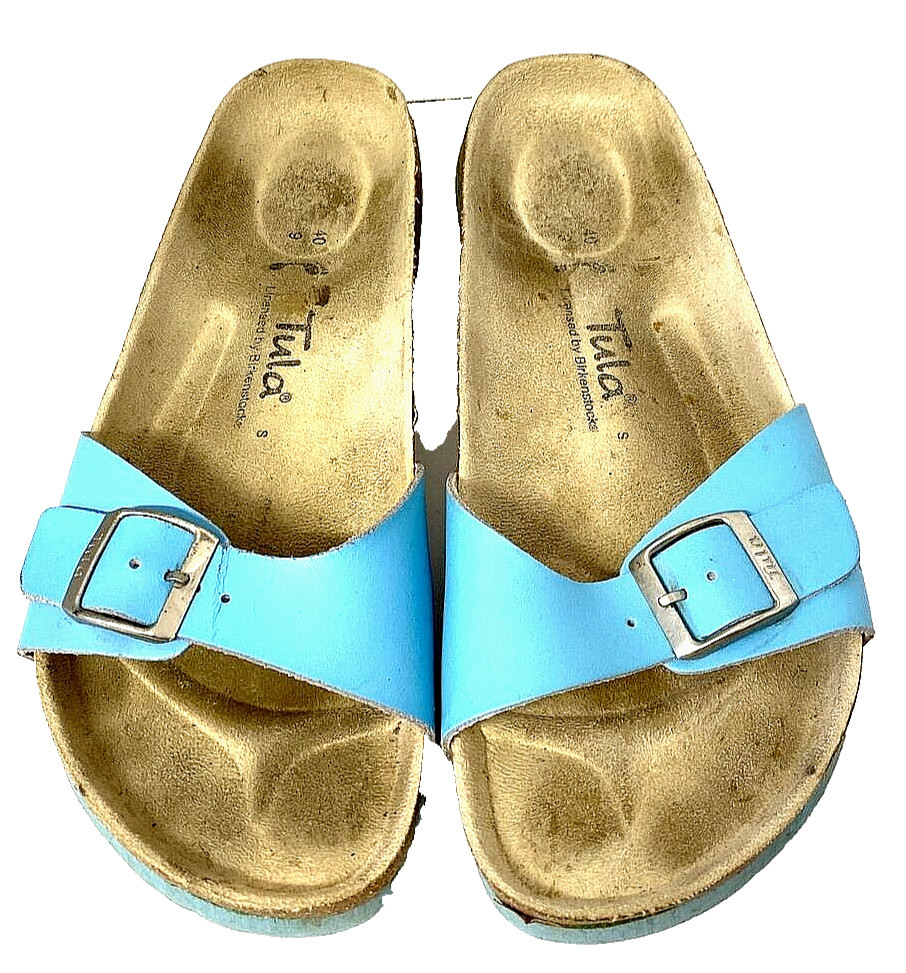 TULA by Birkenstock Ladies 40EU 9Turqouise Slip On Sandals Slides Comfort