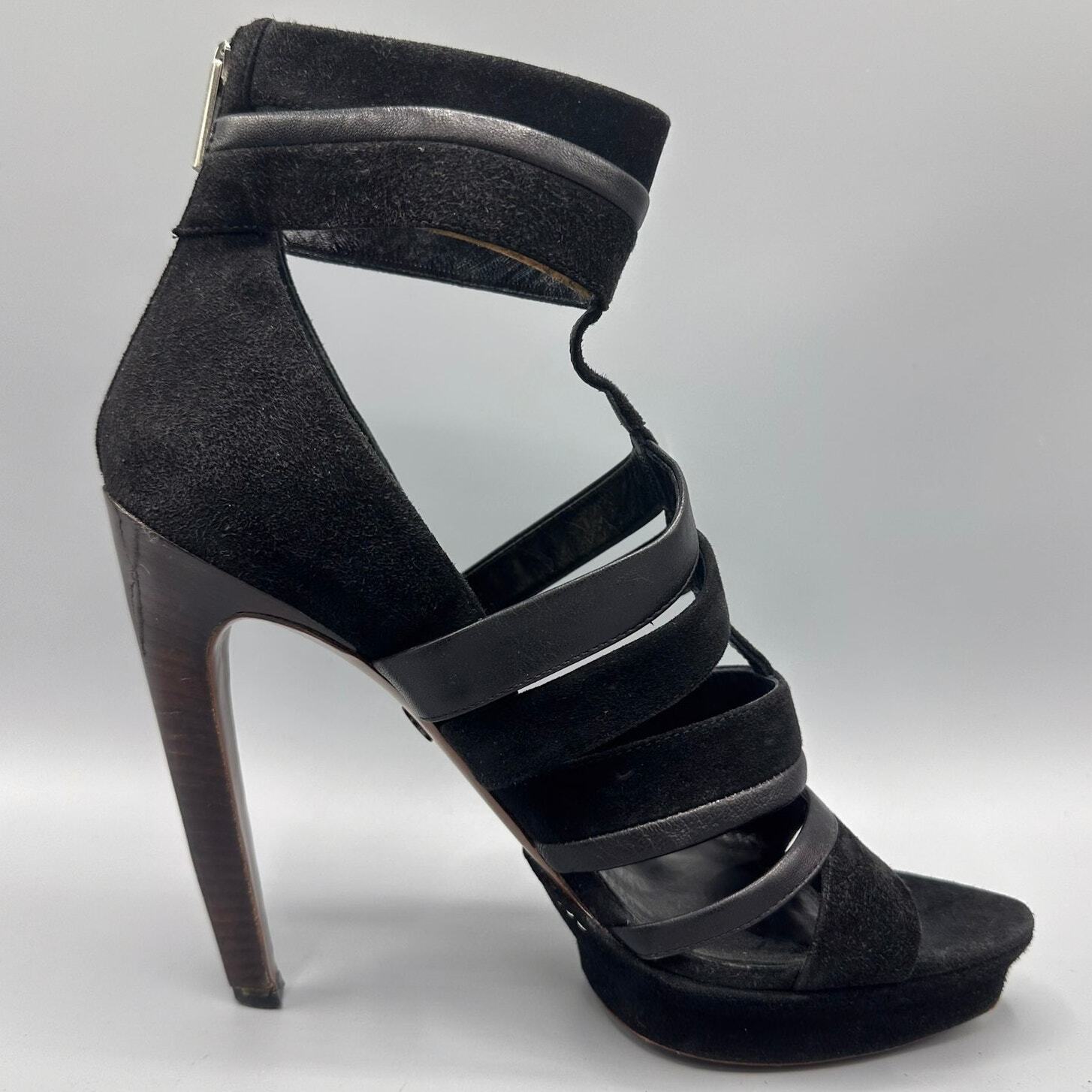 Emilio Pucci Platform Caged Heels Size 39 9 US Suede Leather Designer Strappy
