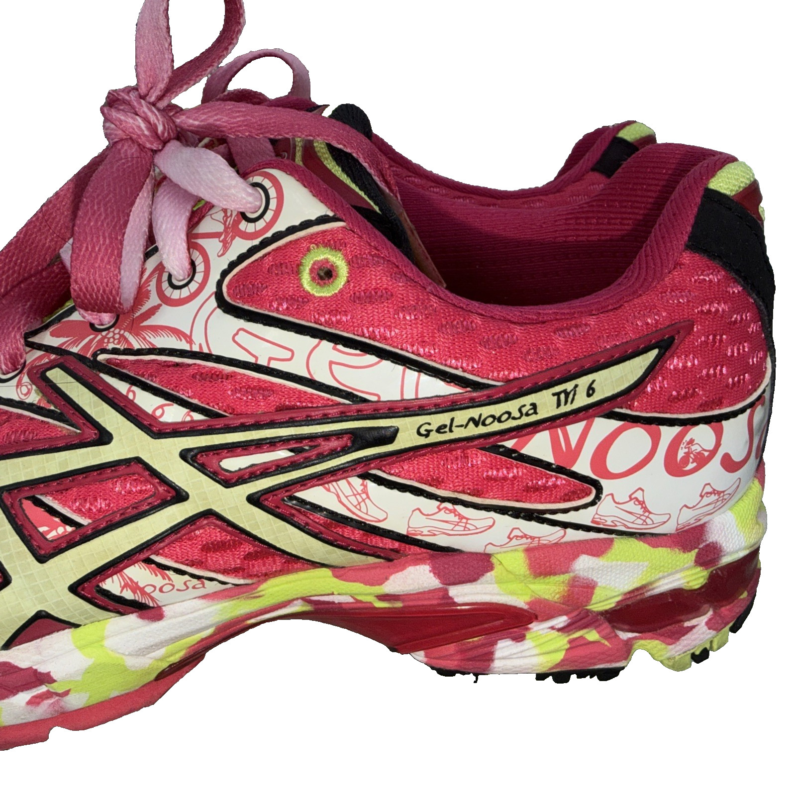 ASICS Gel Noosa Tri 6 W Size 8 Pink Lime Green Y2K Vintage Runner EUC T163N