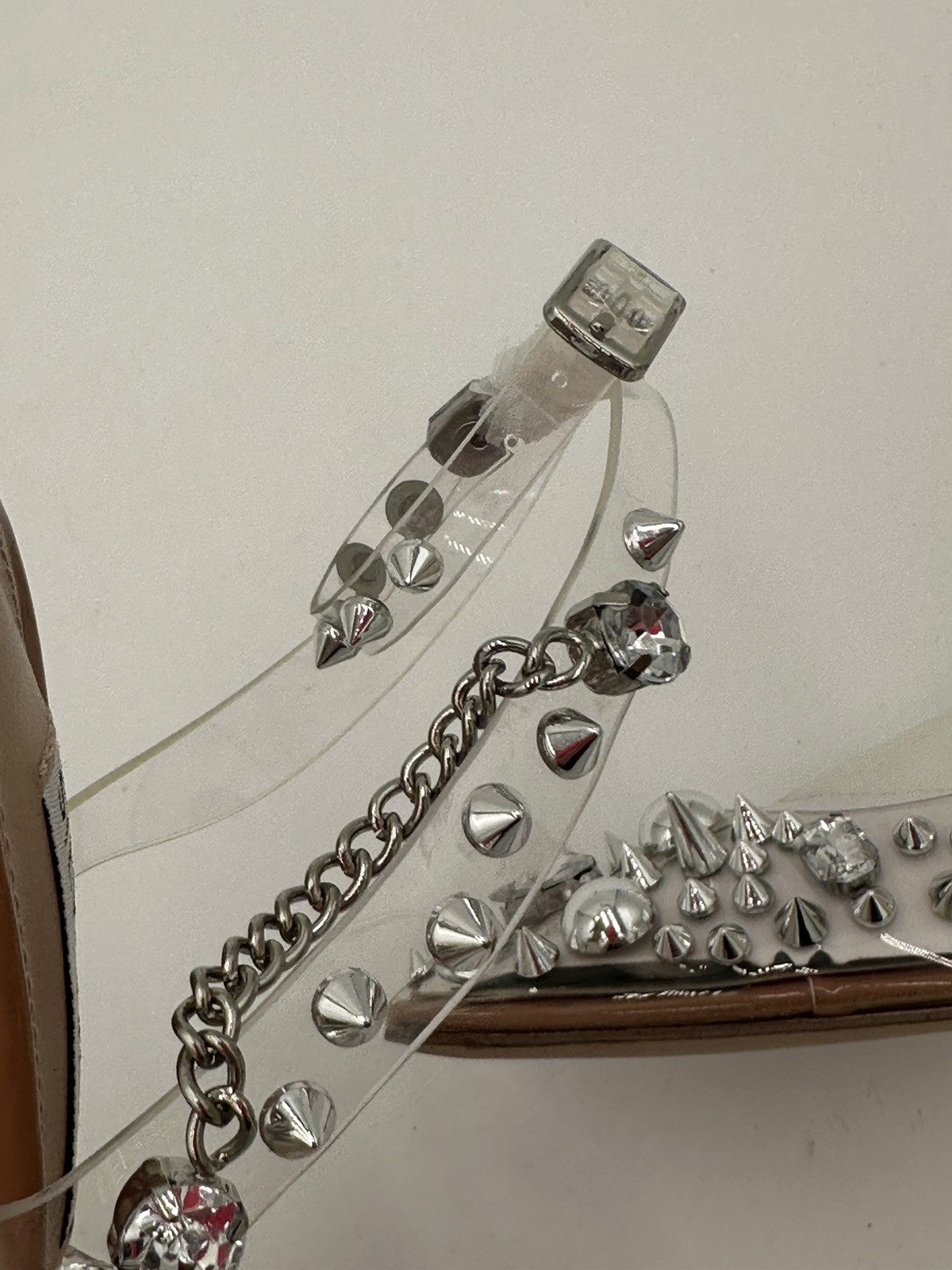 New Steve Madden Aware Clear Spike And Jeweled Heels Womens 5.5