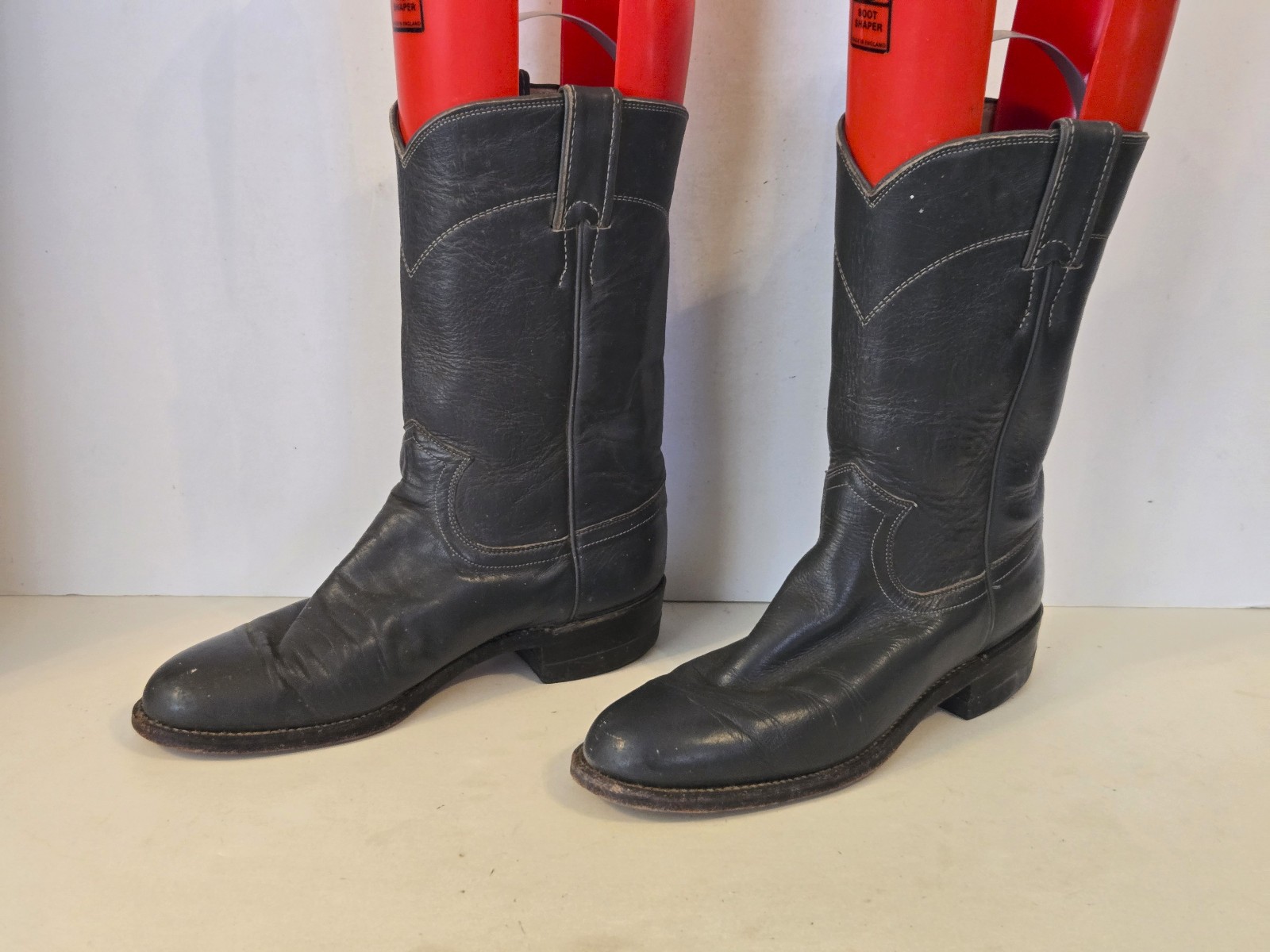 Women’s JUSTIN L3056 USA Gray Western Leather Roper Boots Sz 6 B