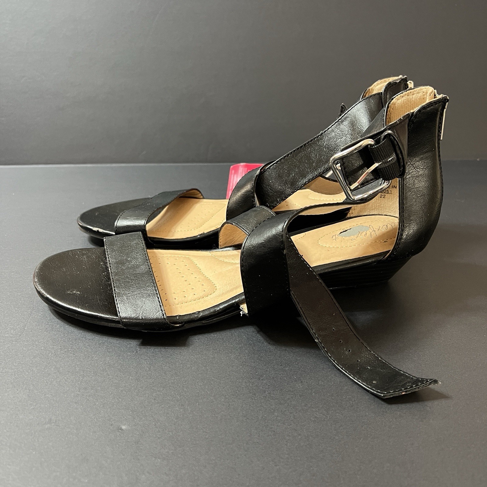 Dexflex Comfort Black Ankle Strap Sandals Women’s 12W Grunge Whimsigoth NWOB