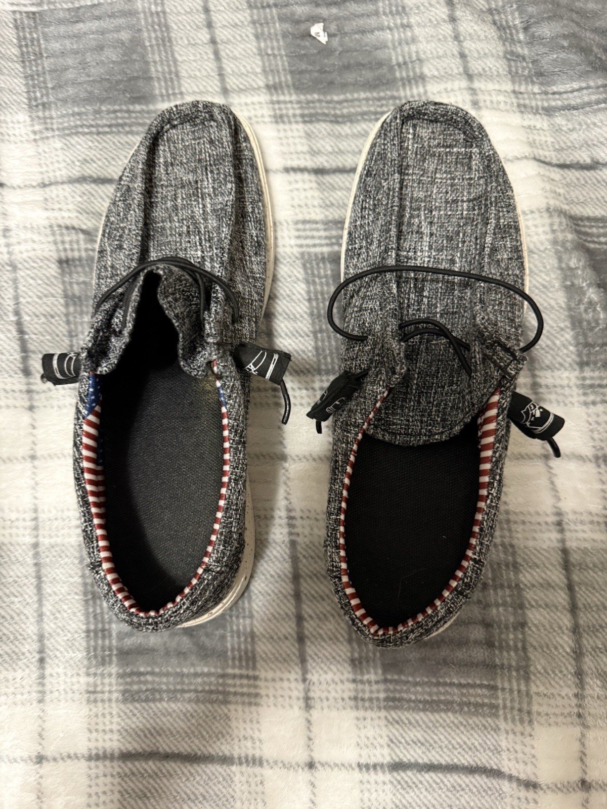 Unbranded Women’s Slip On Shoes American Flag Inside Outside Grey
