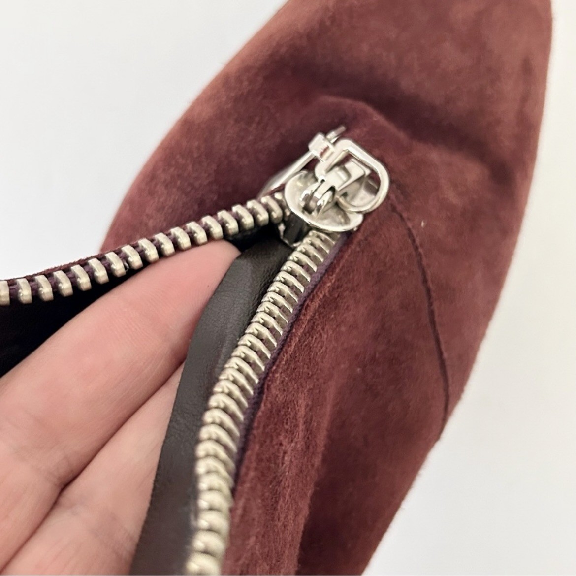 Diane von Furstenberg Suede Slingback Heels Shoe Pump Zip Burgundy Maroon Size 7
