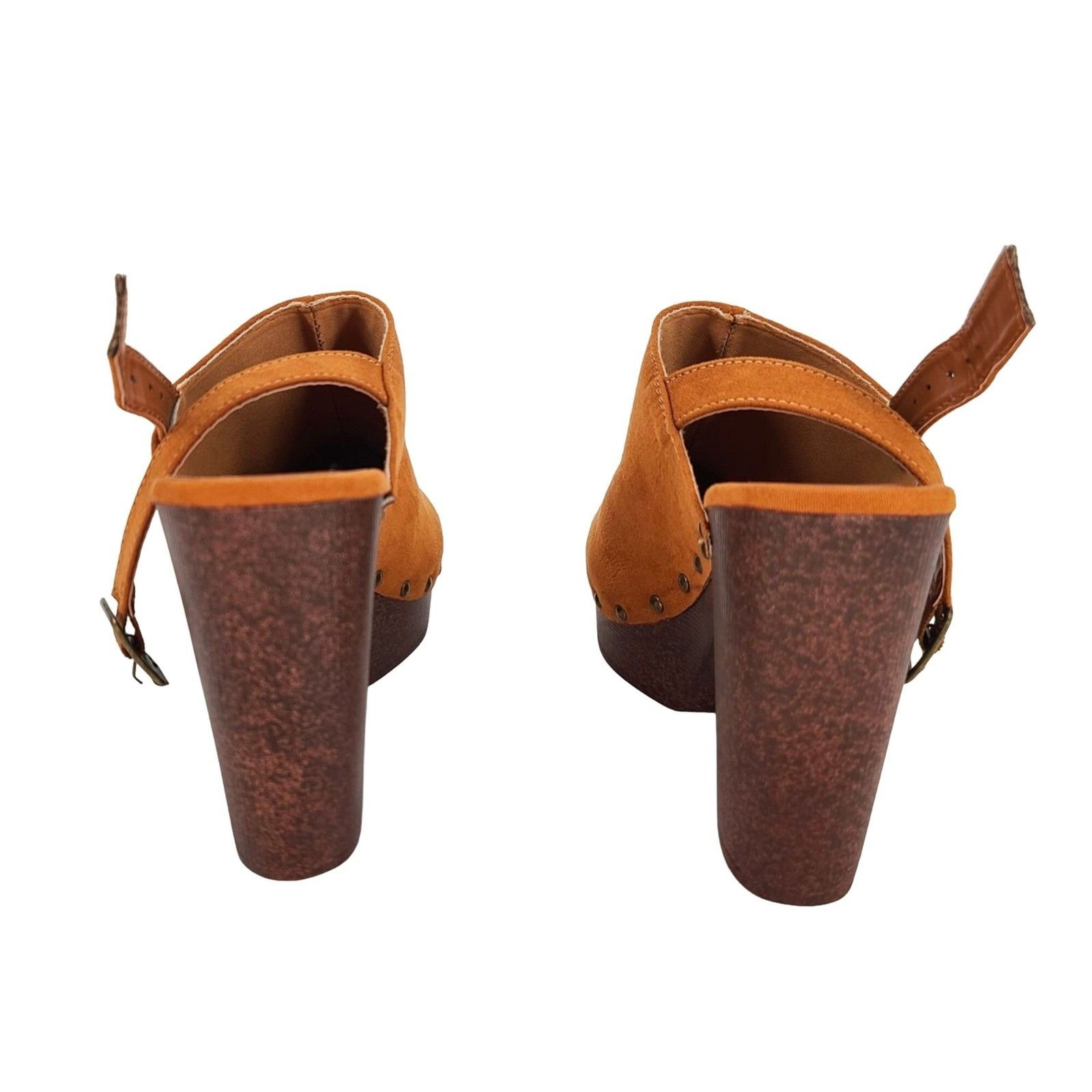 Olivia Miller Studded Lia Clog Heel Cognac Size 8