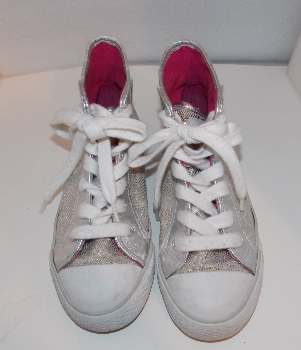 GOTTA FLURT High Top Girls 1M HIP HOP SILVER SEQUINS DANCE SNEAKERS #CA-HIDISCO