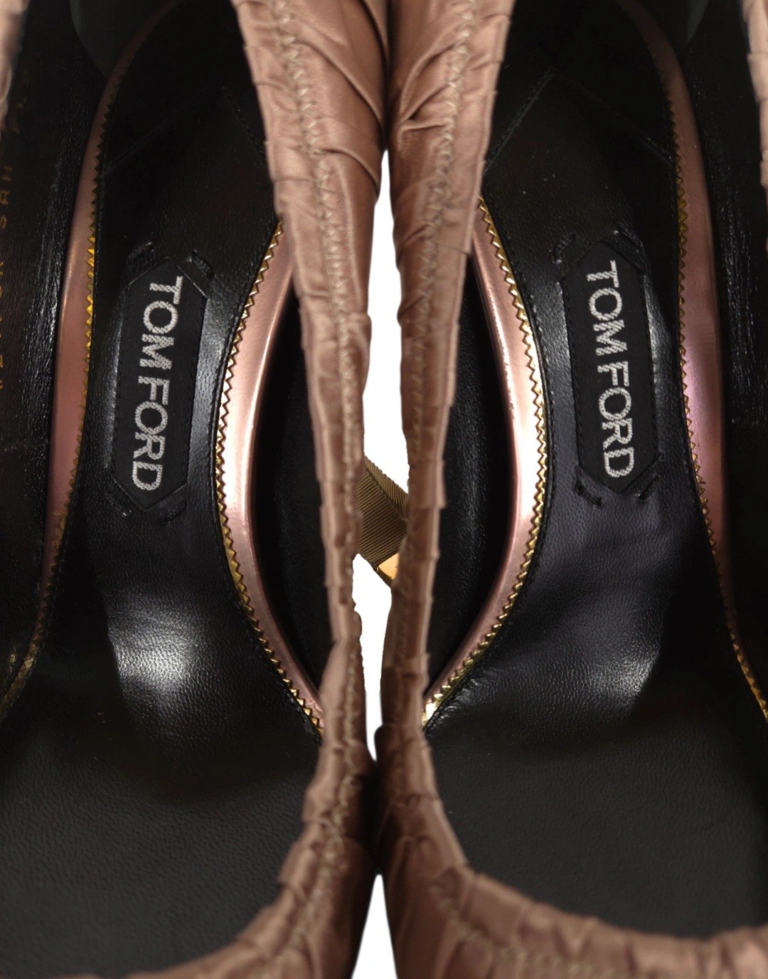 Tom Ford Ruched Silk Tie Pumps US 11 EU 41 Womens Antique Rose Heels $1250
