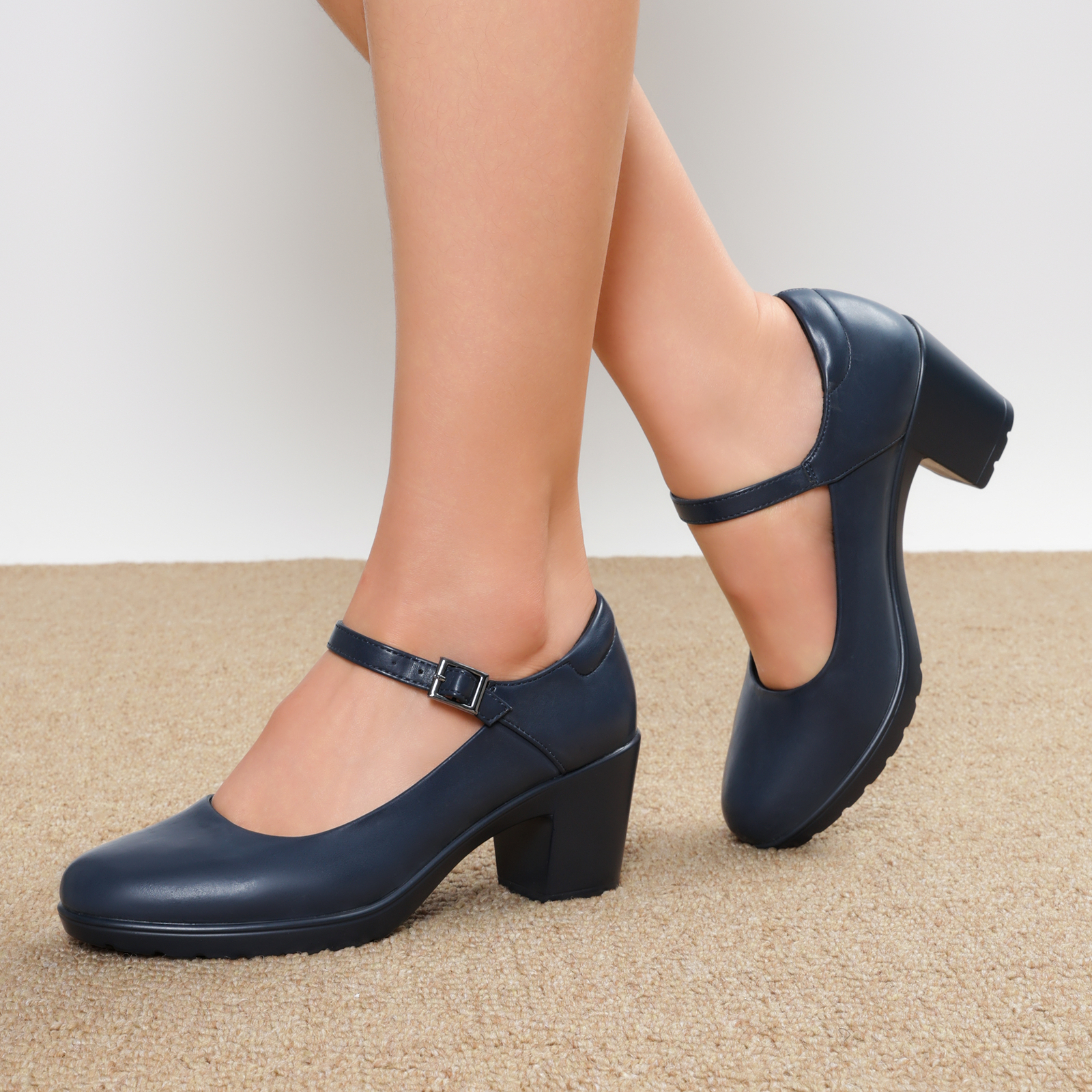 US Women Arch Support Mary Jane Pumps Low Chunky Block Round Toe Dress Pumps