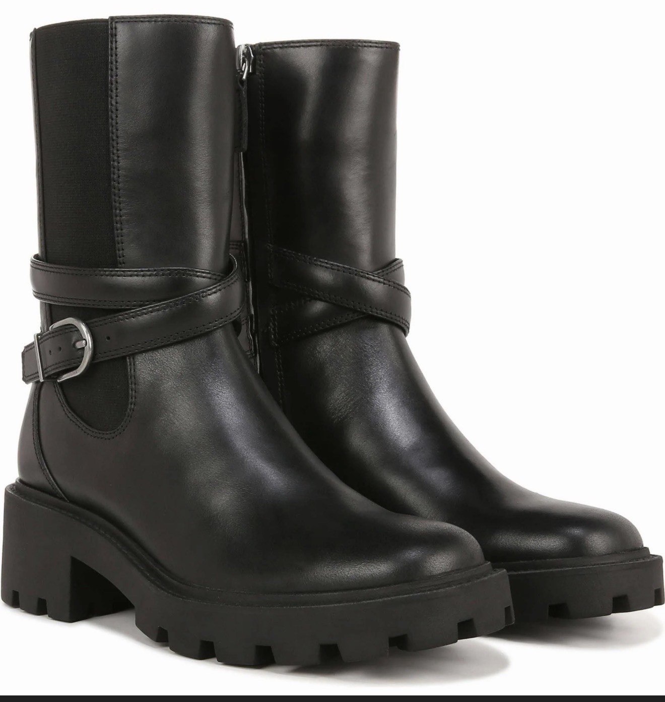 Franco Sarto A Emerson Leather Lug Sole 9M Black Combat Moto Boots NEW Goth Punk