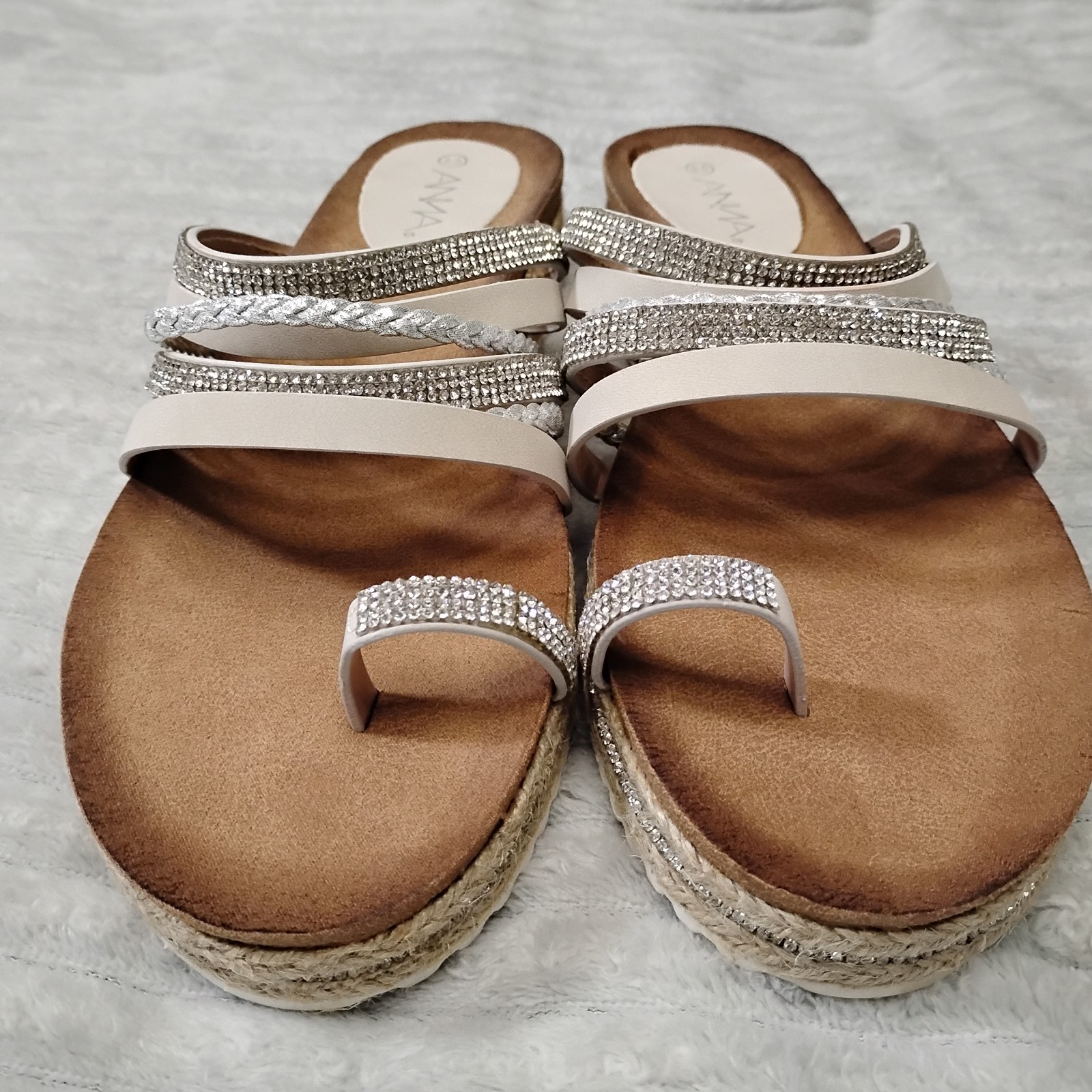 Sandals 8.5 Bling Wrap Toe Anna Summer Vacation Girlie Sparkle Party Casual