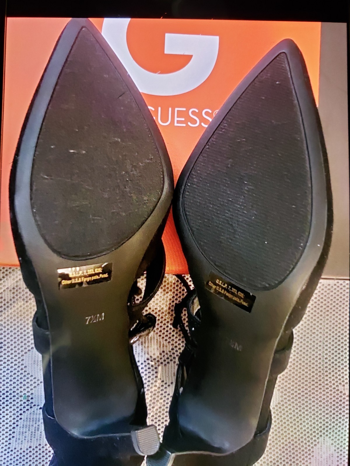 G by GUESS Black Lace-Up Pointed Toe Strappy Stiletto Heels 7.5 M