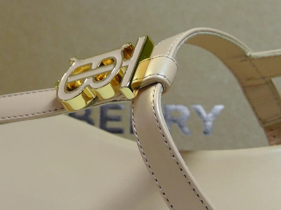 BURBERRY Pale Nude EMILY T-Strap Leather Thong Sandals Size 36.5 US***$720**NIB