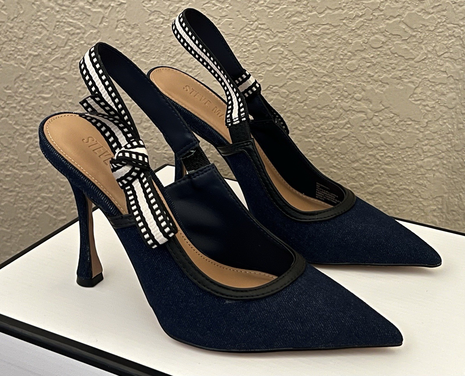 Steve Madden Women’s Bri Dark Denim Design Heels Size-6.5