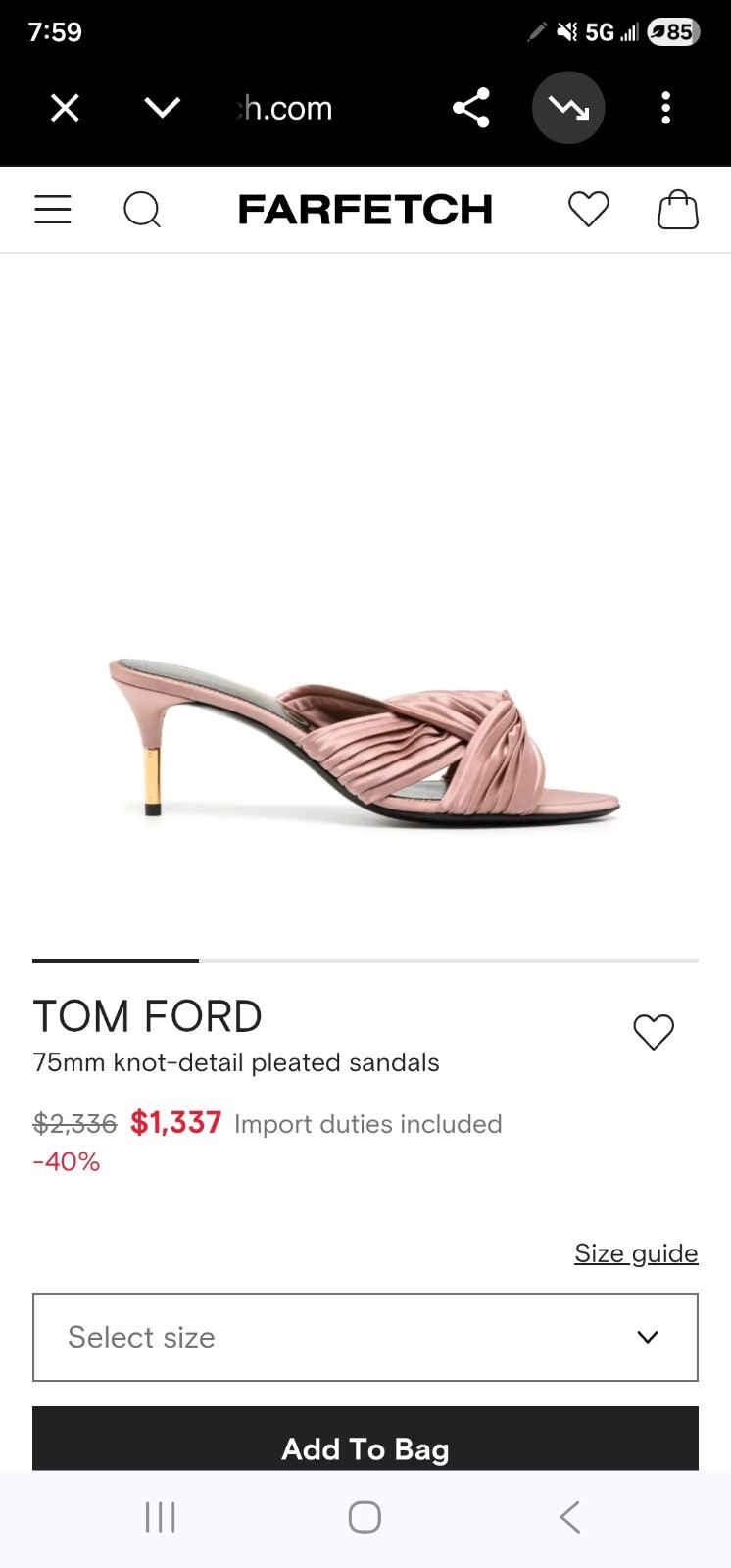 Tom Ford Pink Satin Knotted Slip On Slide Mule Size 37.5