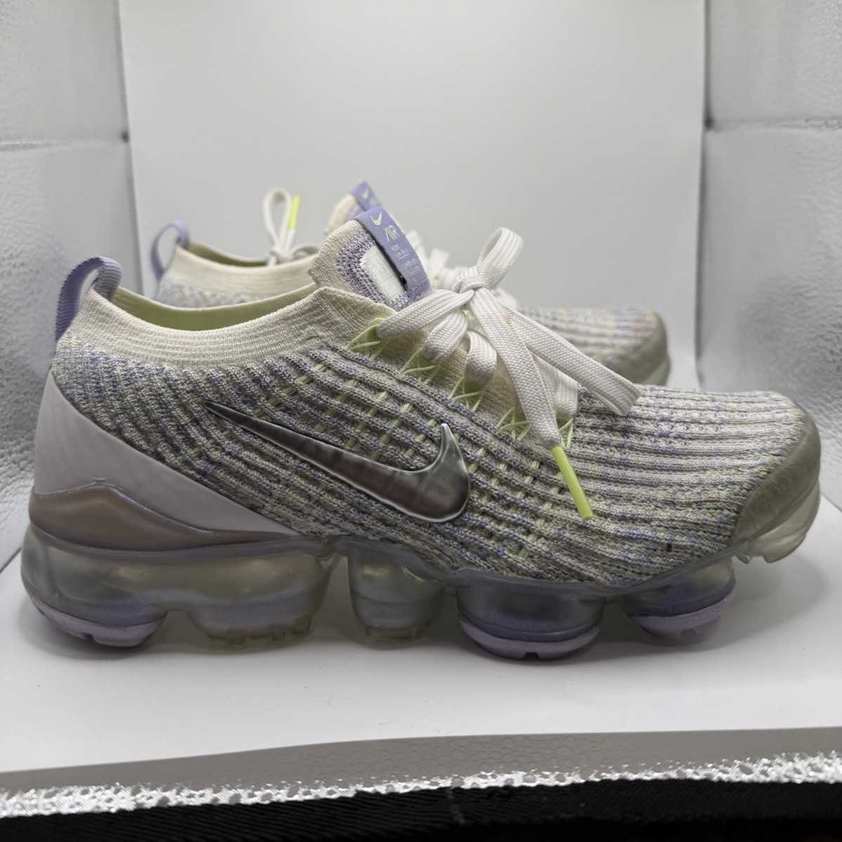 Nike Air VaporMax Flyknit 3 Barely Volt Lace-Up Low Top Sneaker AJ6910-102