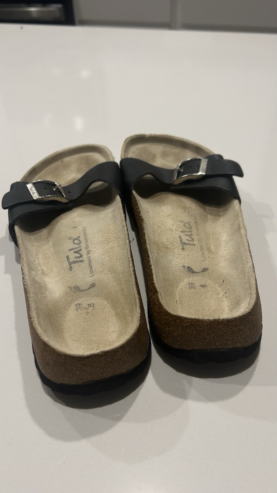Birkenstock Tula Madrid Sandals Black Leather Sz 36 / 5 Narrow Minimalist
