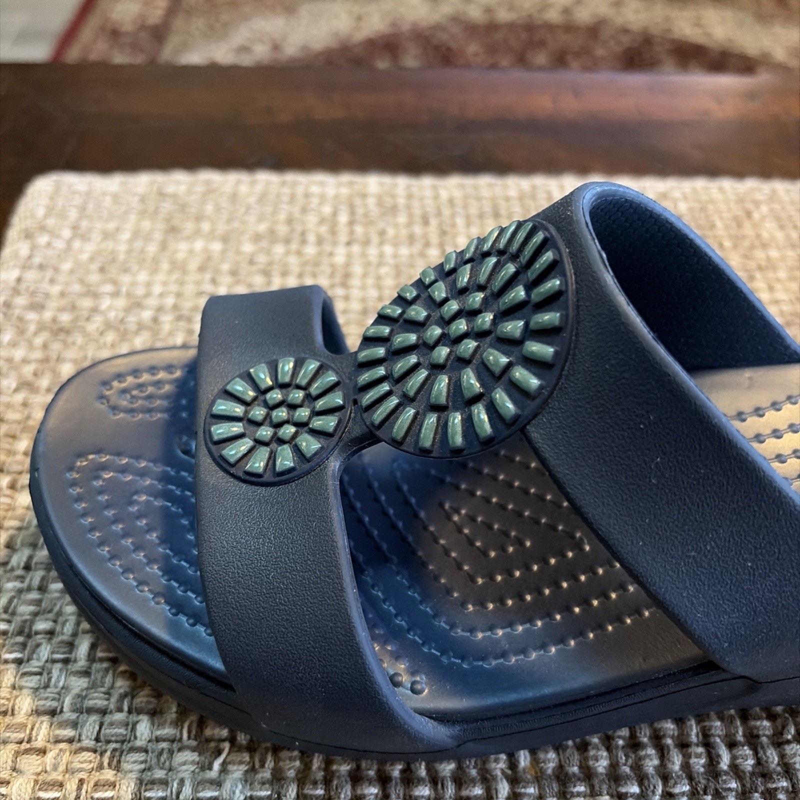 Crocs Monterey Diamante Wedge Slide Sandals Slip On Women 8 Navy Blue 206367