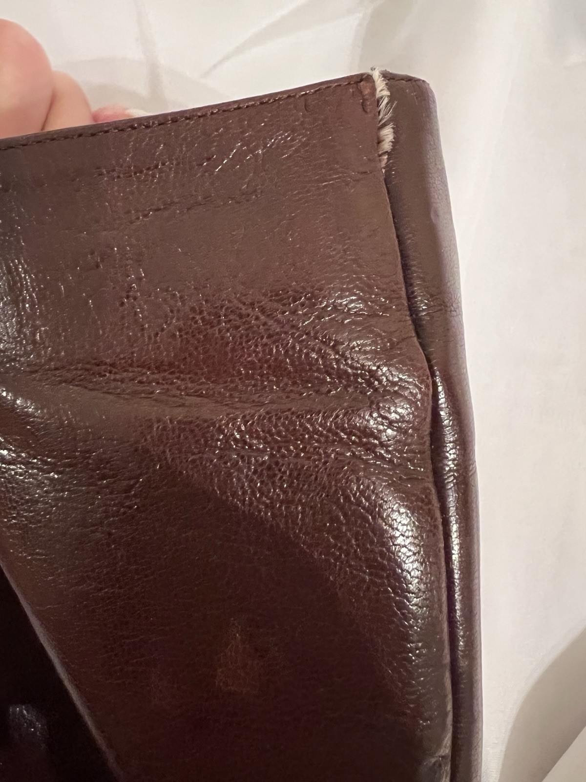 70s Vintage Halston Brown Leather Knee High Boots Womens 7M Block Heel Zip Italy