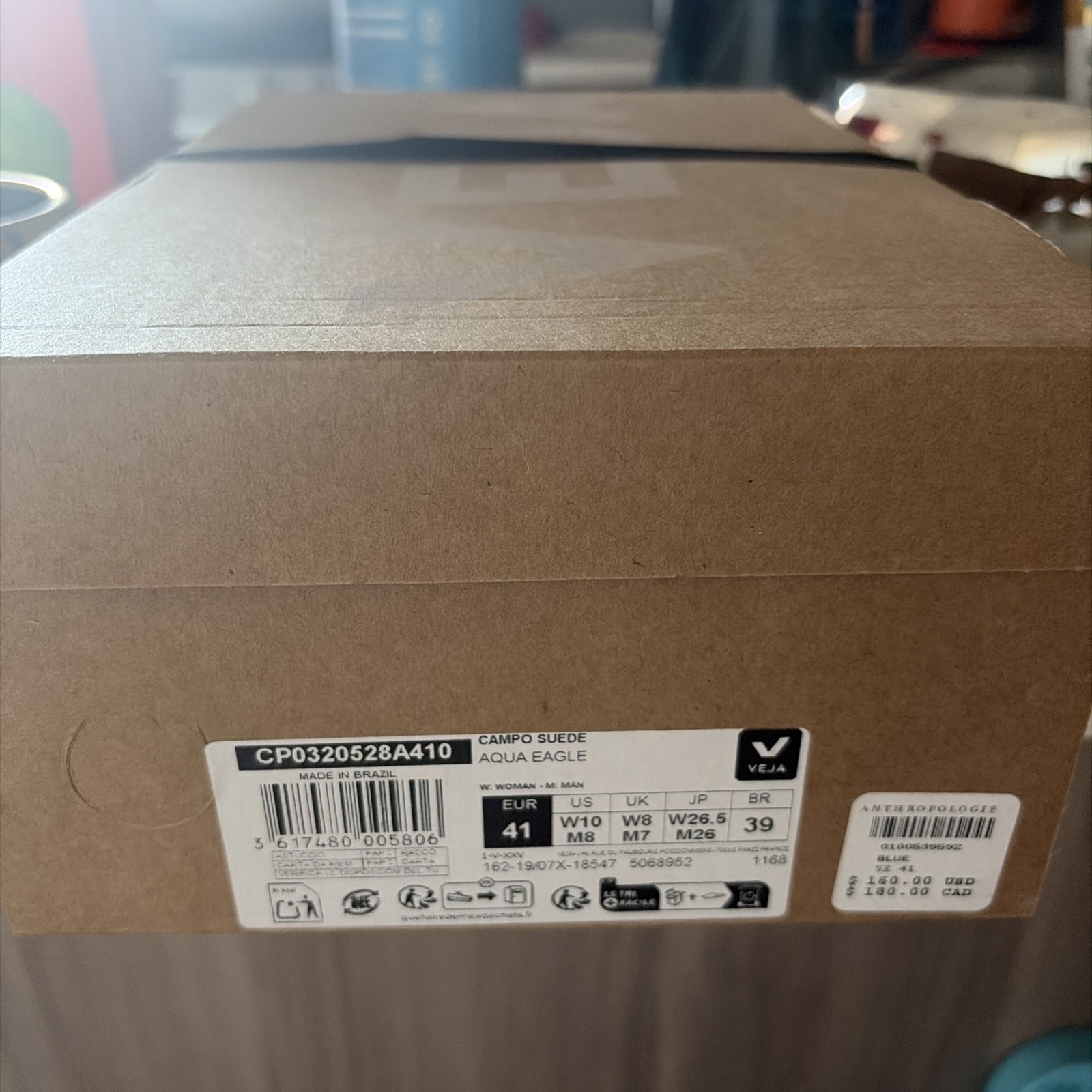 *Brand New In Box VEJA Campo Sneakers Leather Aqua Eagle US 10 EU 41 FREE SHIP!!